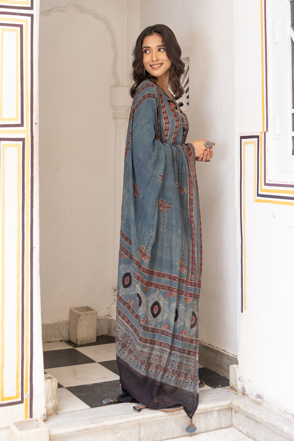Mul chanderi fabric suit set