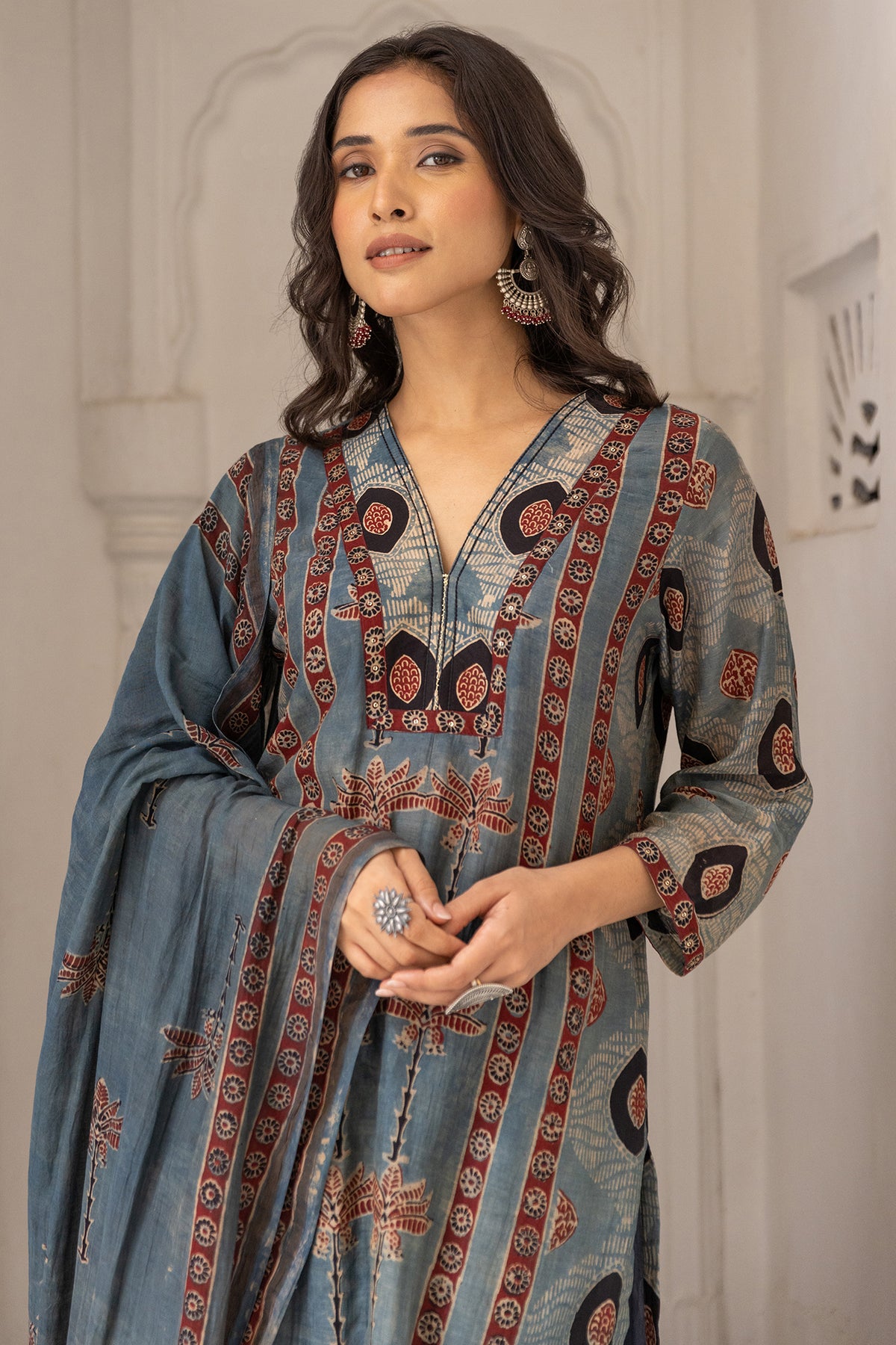 Printed suit set with Dupatta