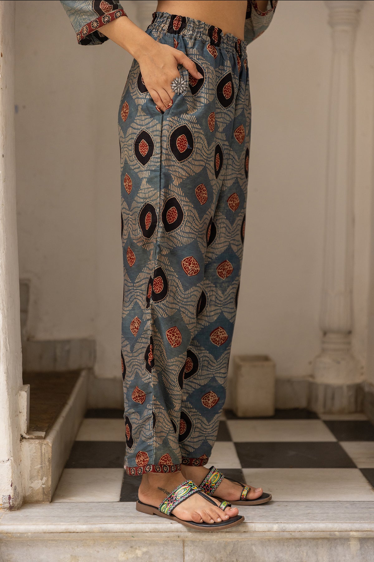 Printed suit set with ajrkh print dupatta