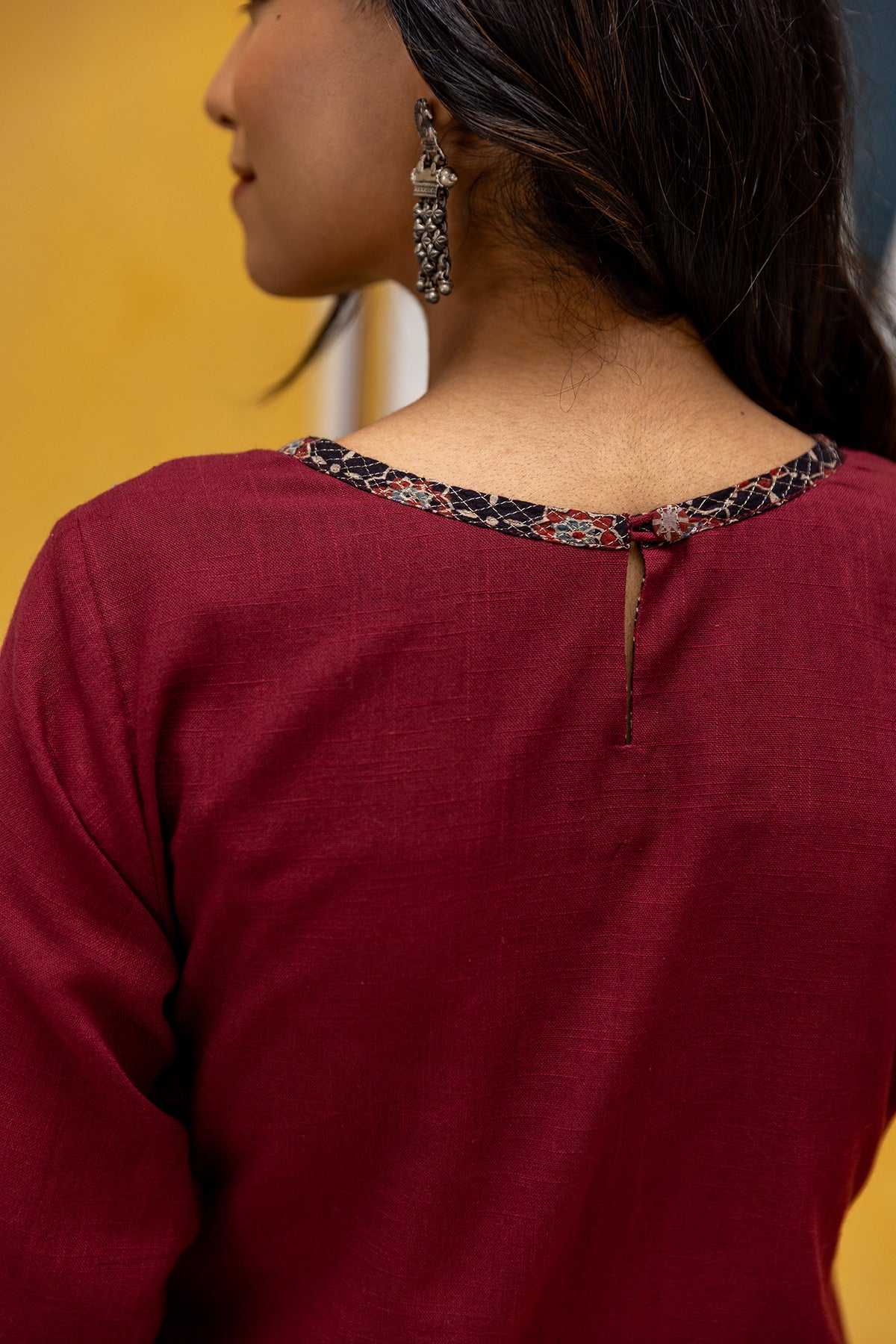 maroon cotton kurta for women