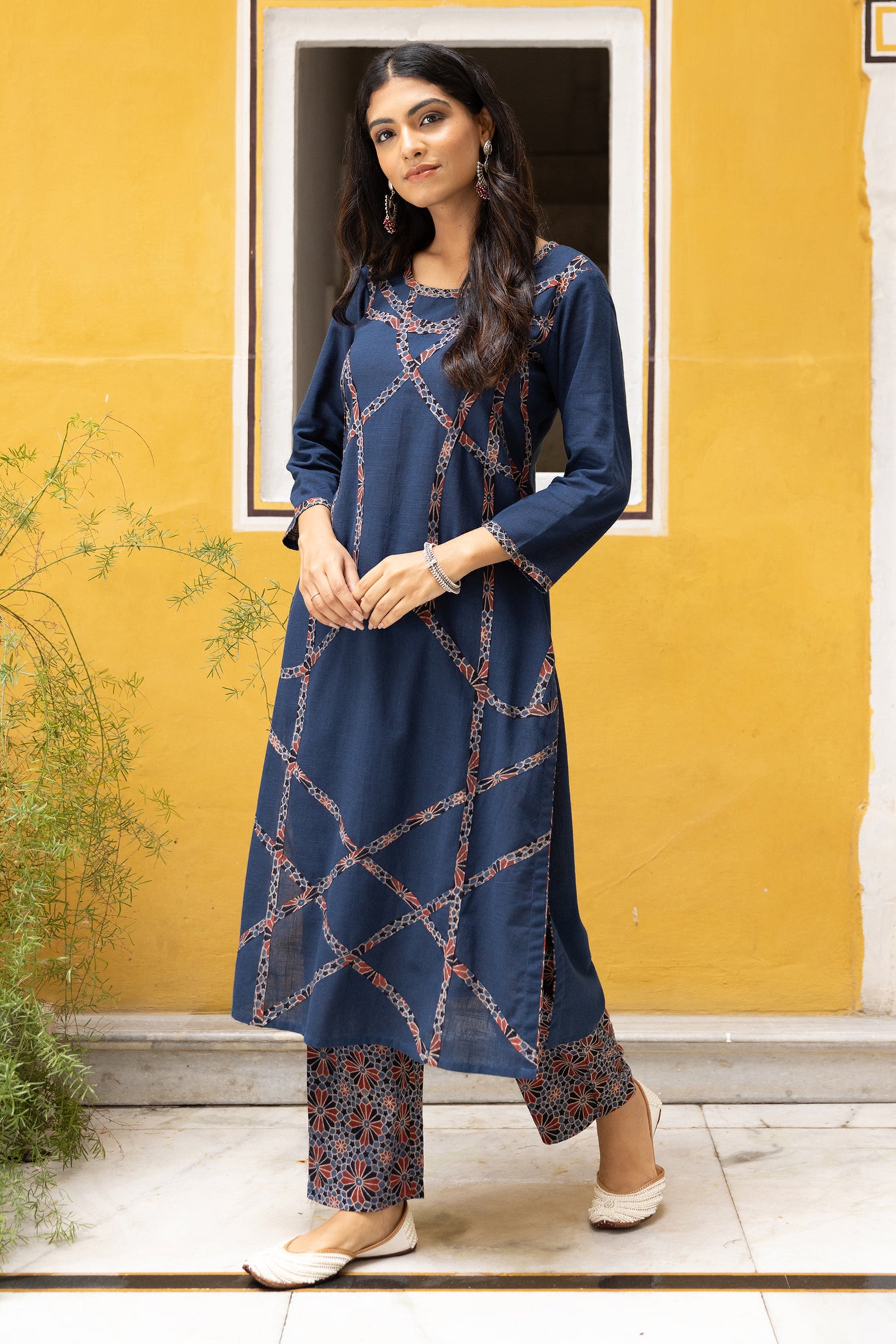 blue cotton kurta for women