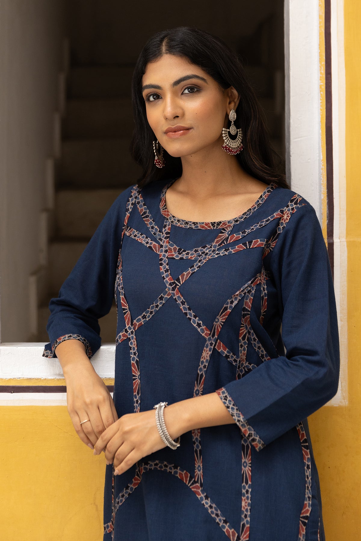 ajrakh patchwork cotton kurta