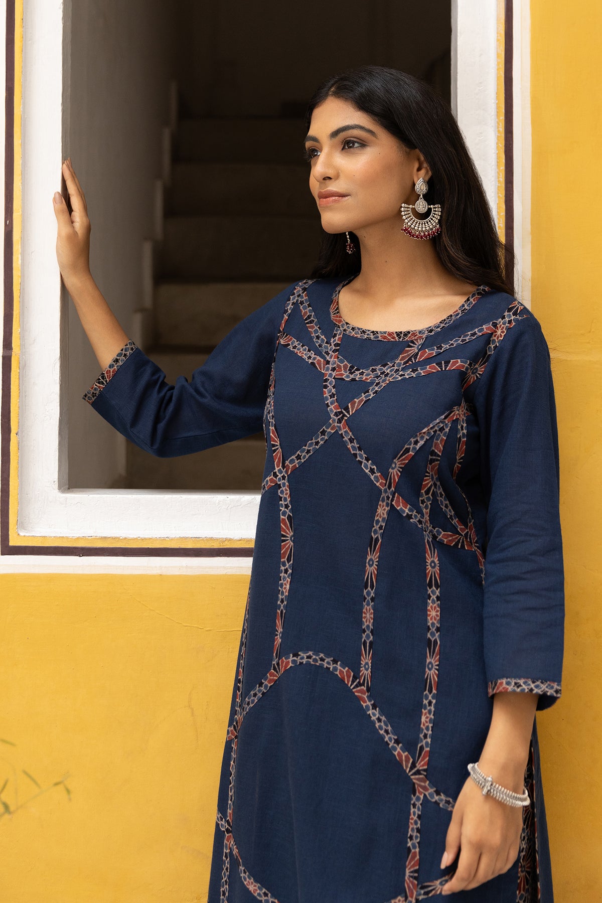 blue cotton kurta for women