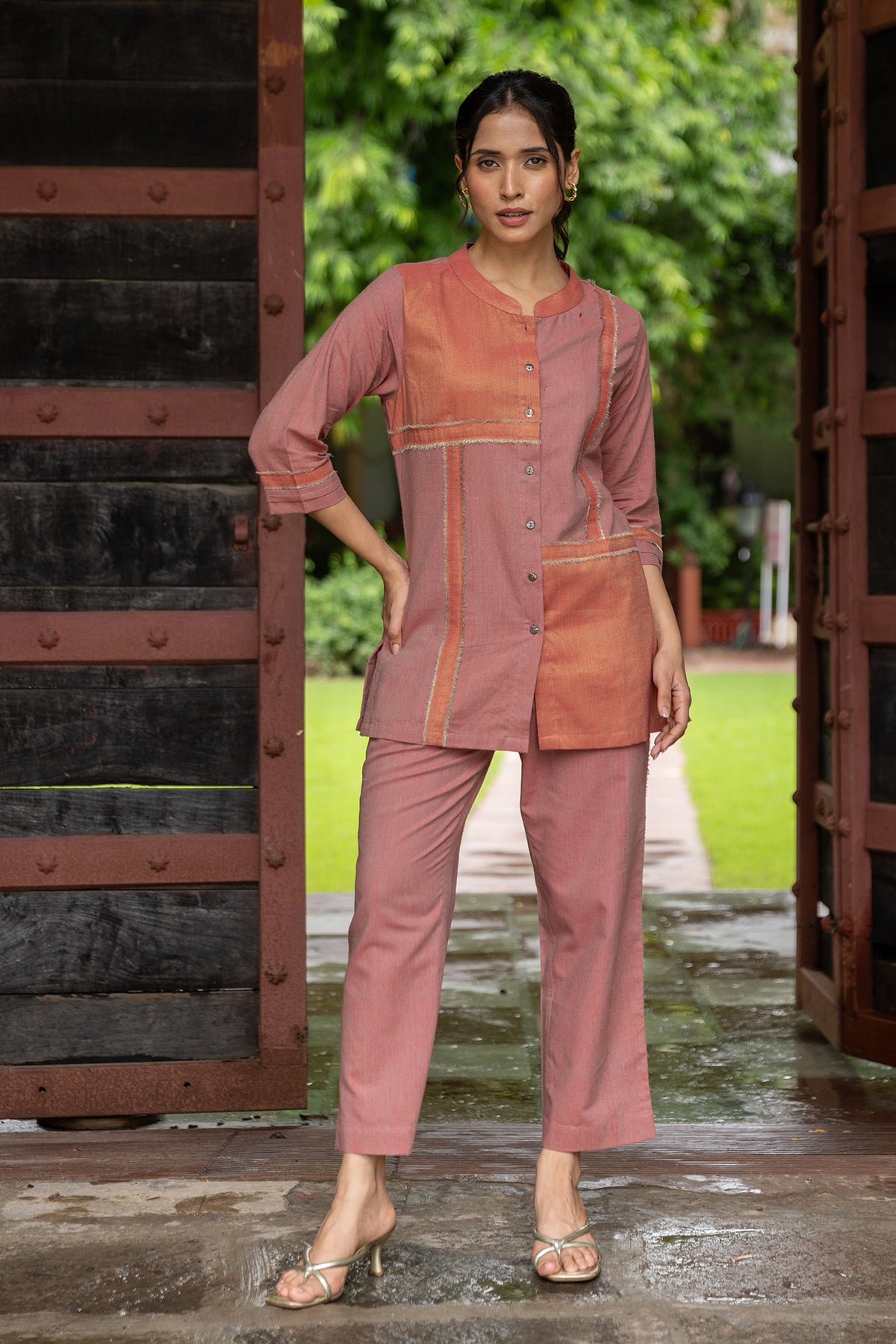 Office wear mid- length cotton co-ord set