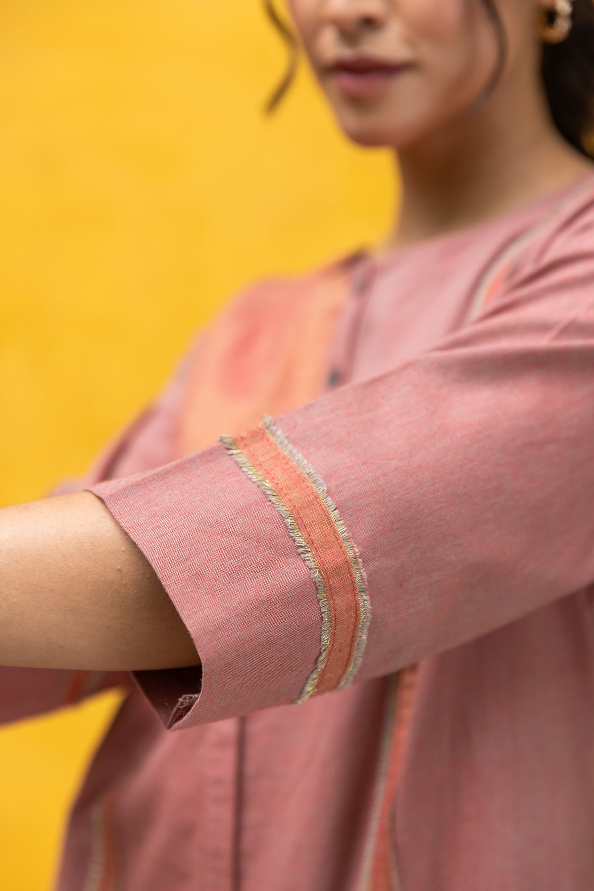 zari work cotton kurta for women