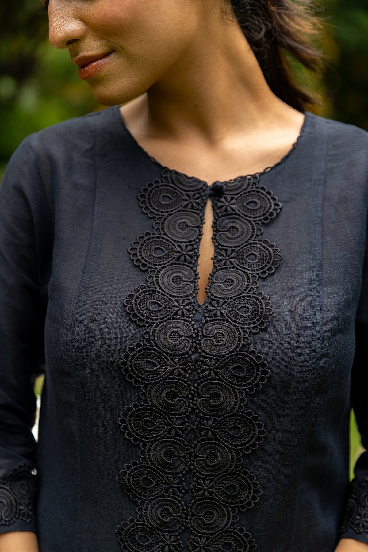 Black linen co-ord set for women