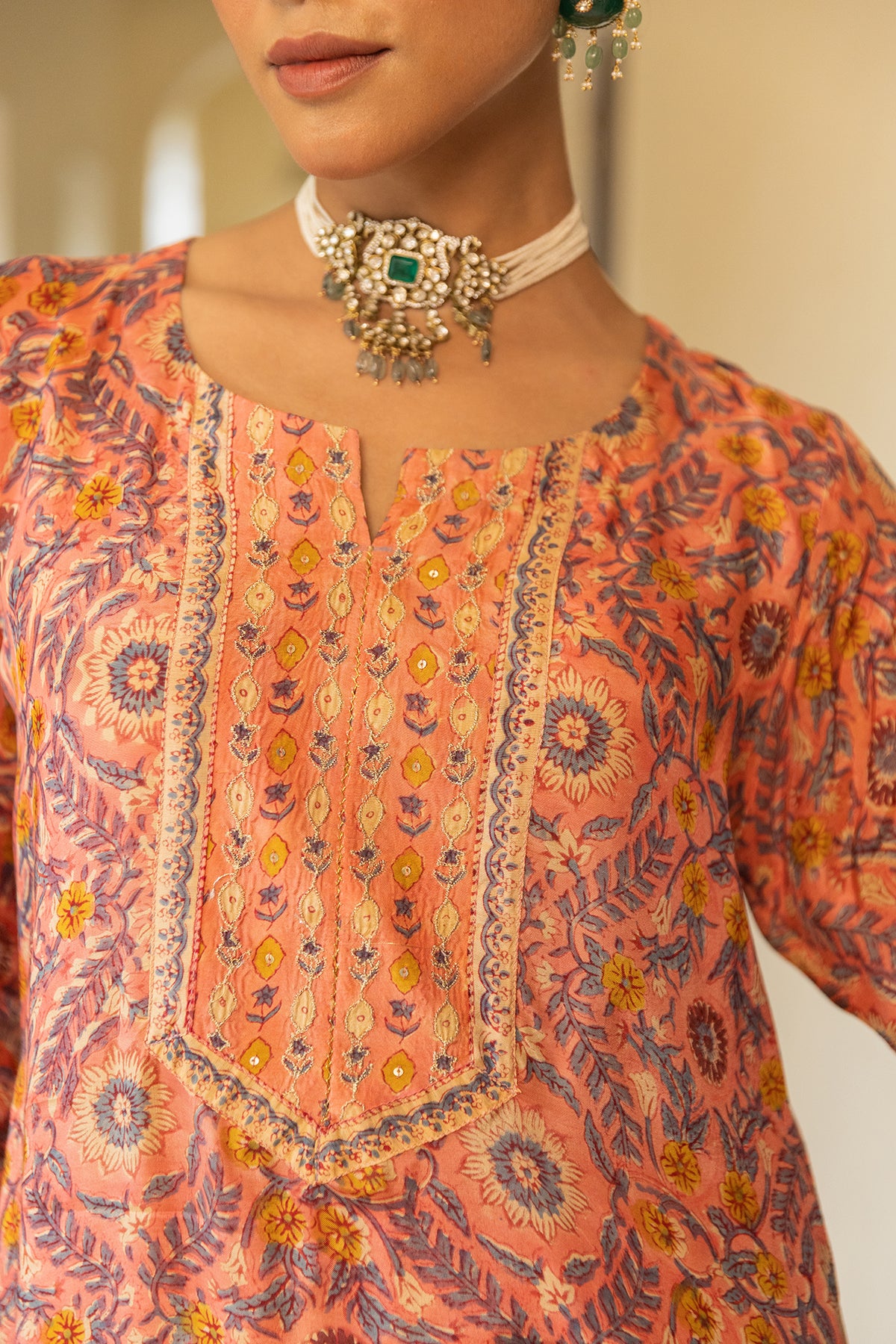 printed suit set with matching dupatta