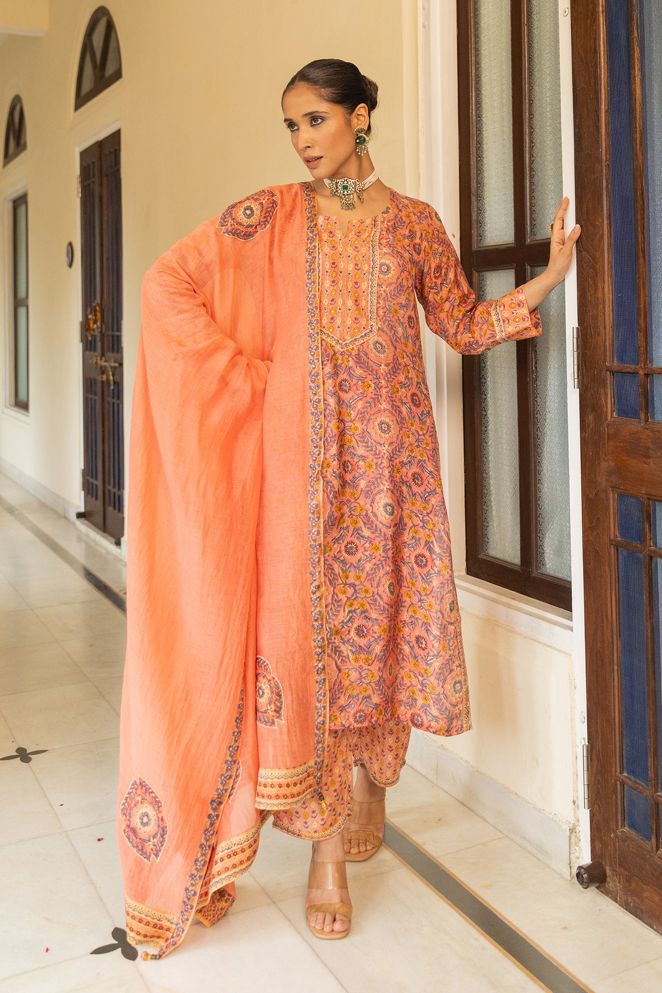 printed muslin suit set for women