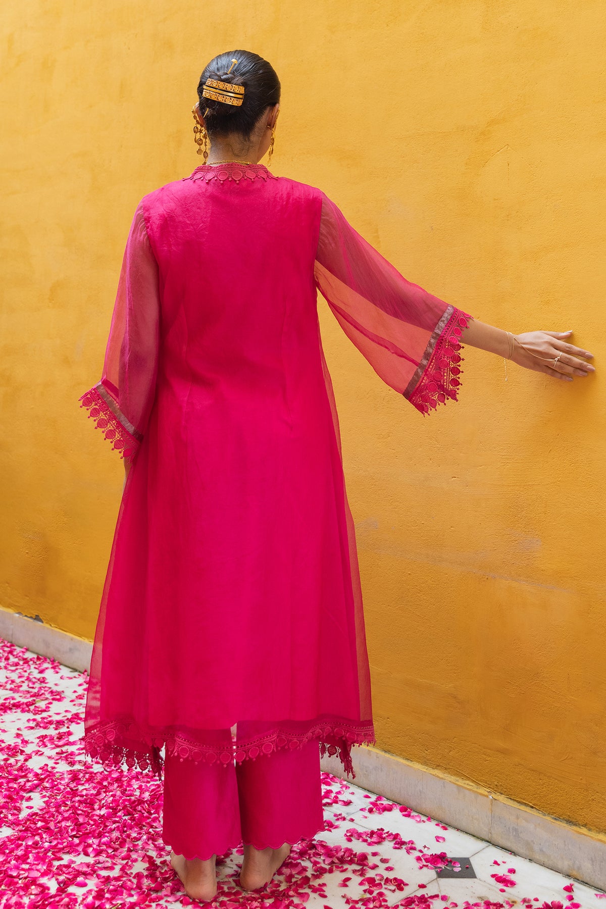  Pink Organza Suit Set with matching dupatta and pant
