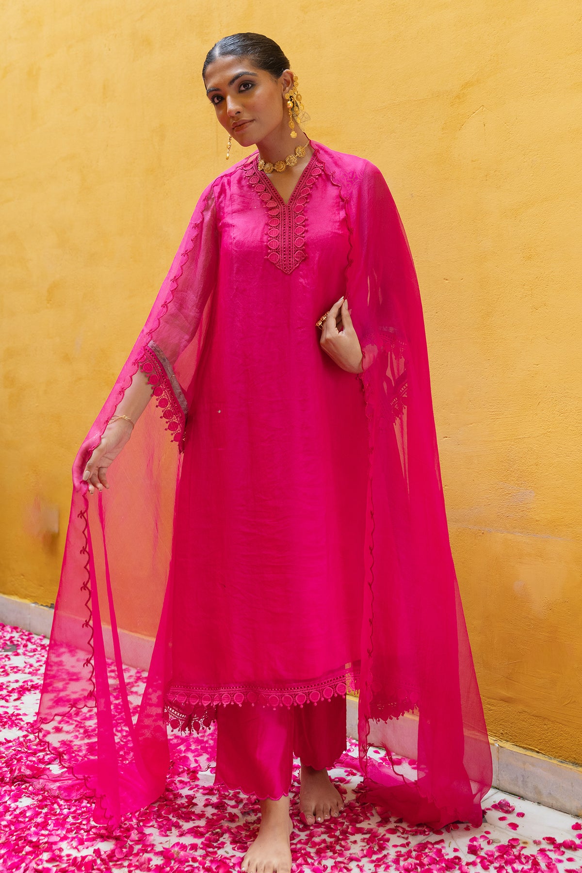 Pink Organza Suit Set