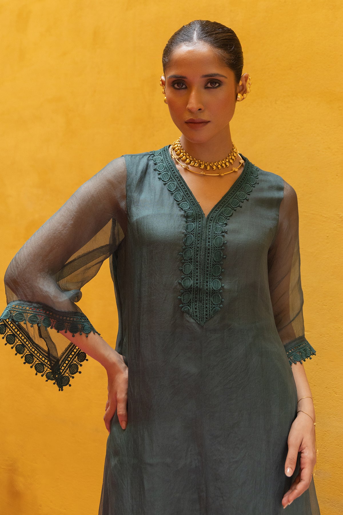 soft cotton suit with lacework