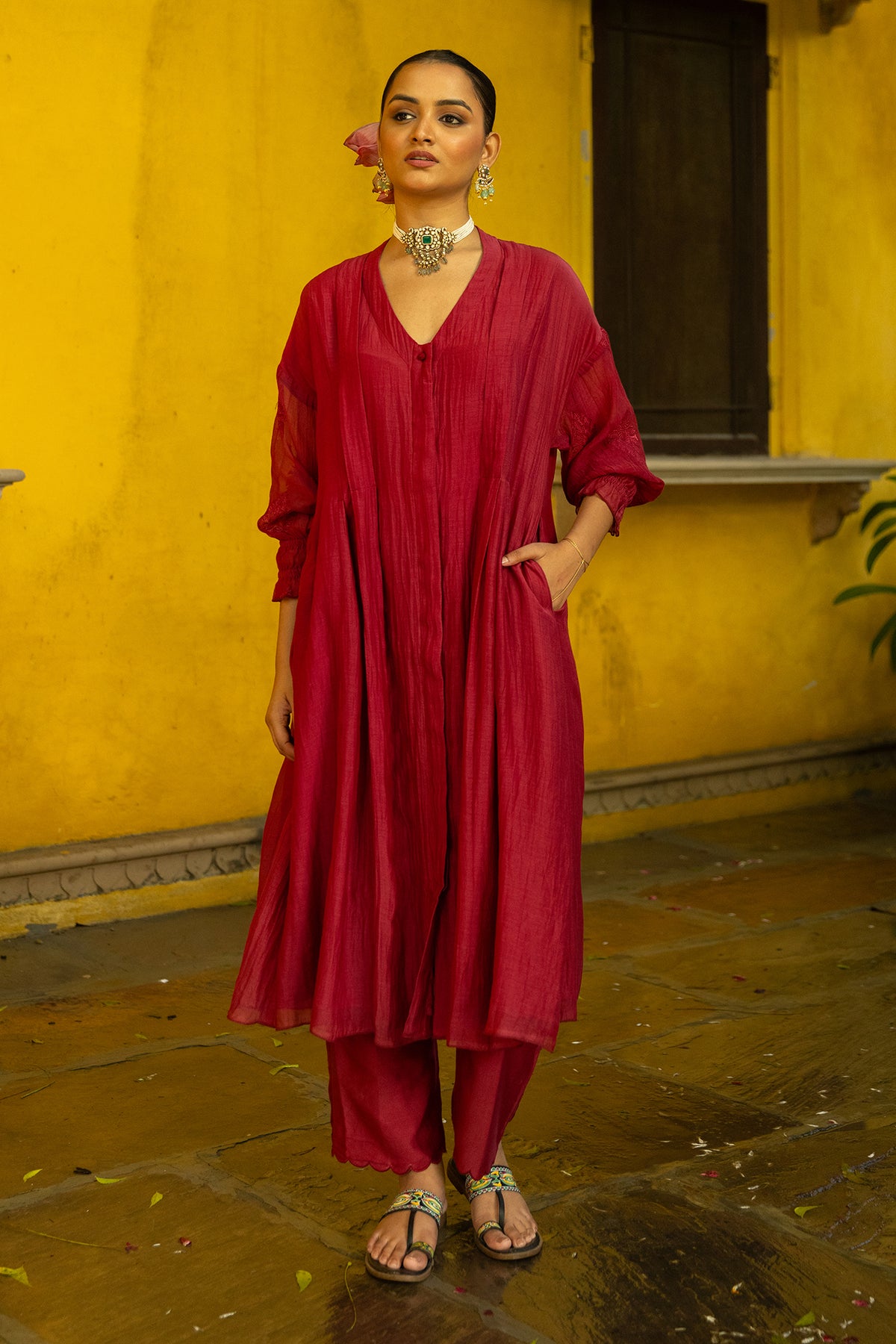 chanderi dart suit set for women
