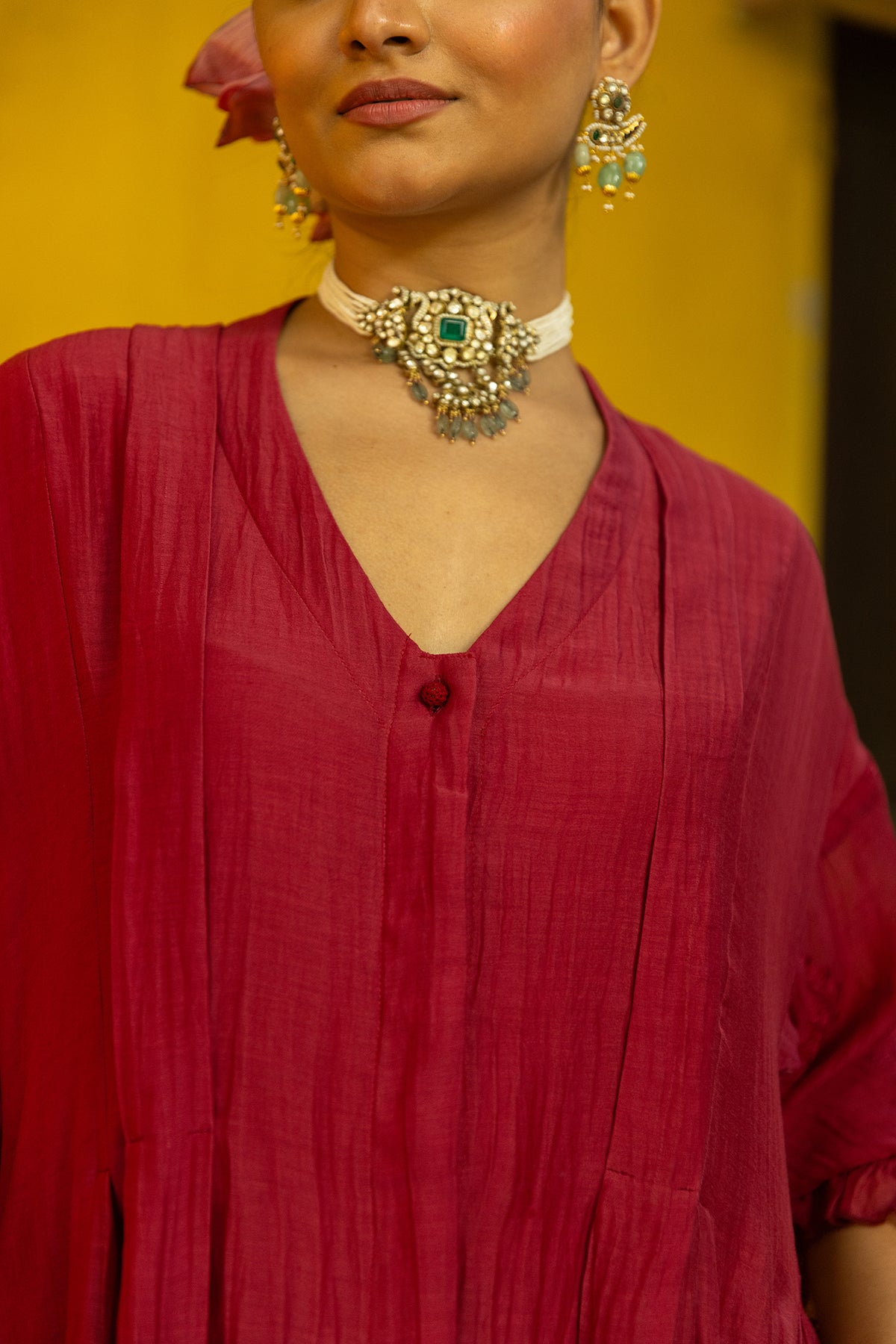 chanderi dart suit set