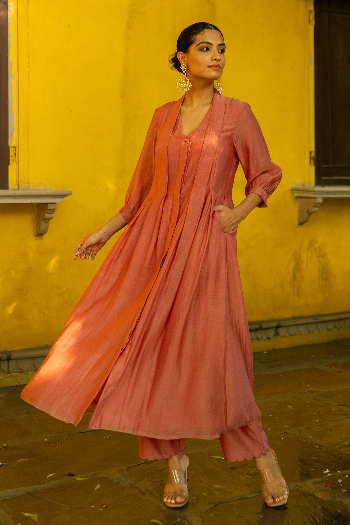 chanderi fabric suit set 