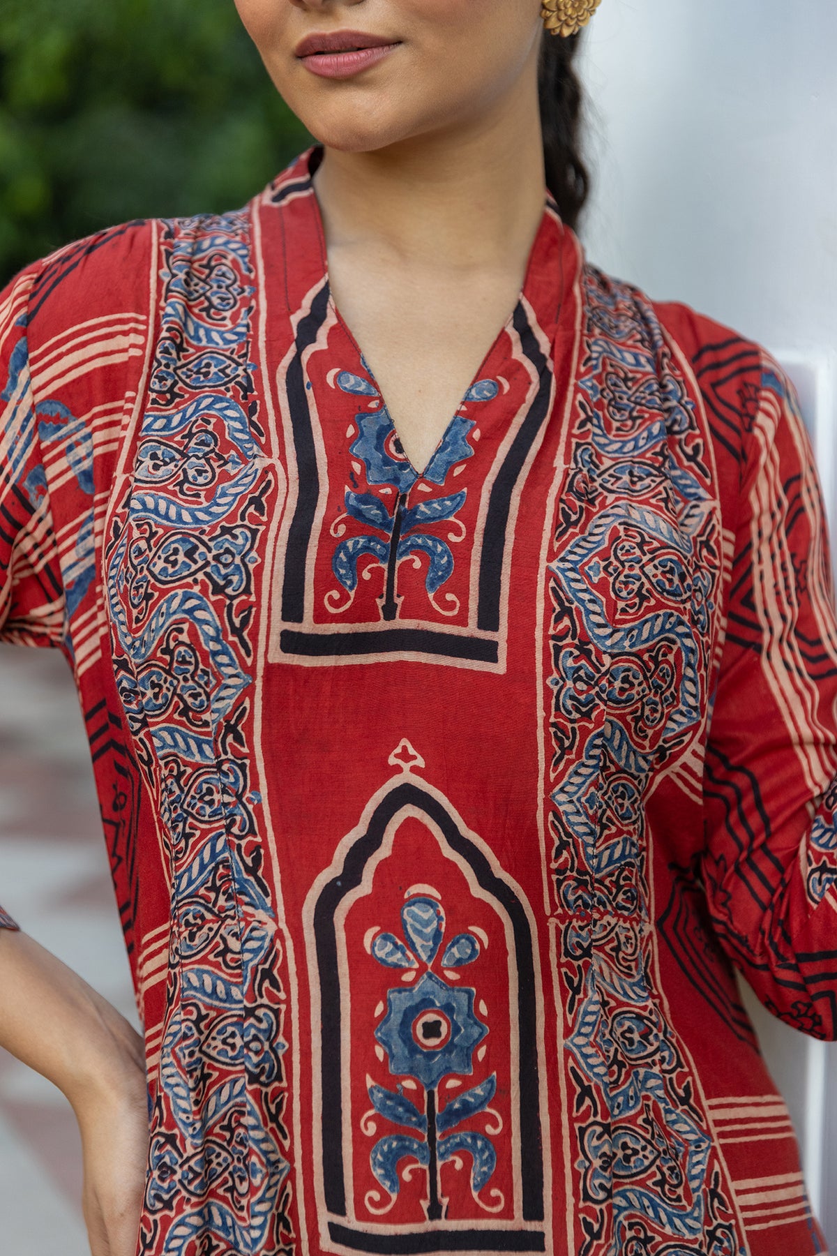 Muslin Ajrakh Print Signature Dart Dress