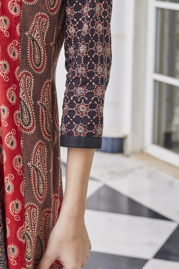 Buy Hand Block Printed Ajrakh Ethnic Dress for Women