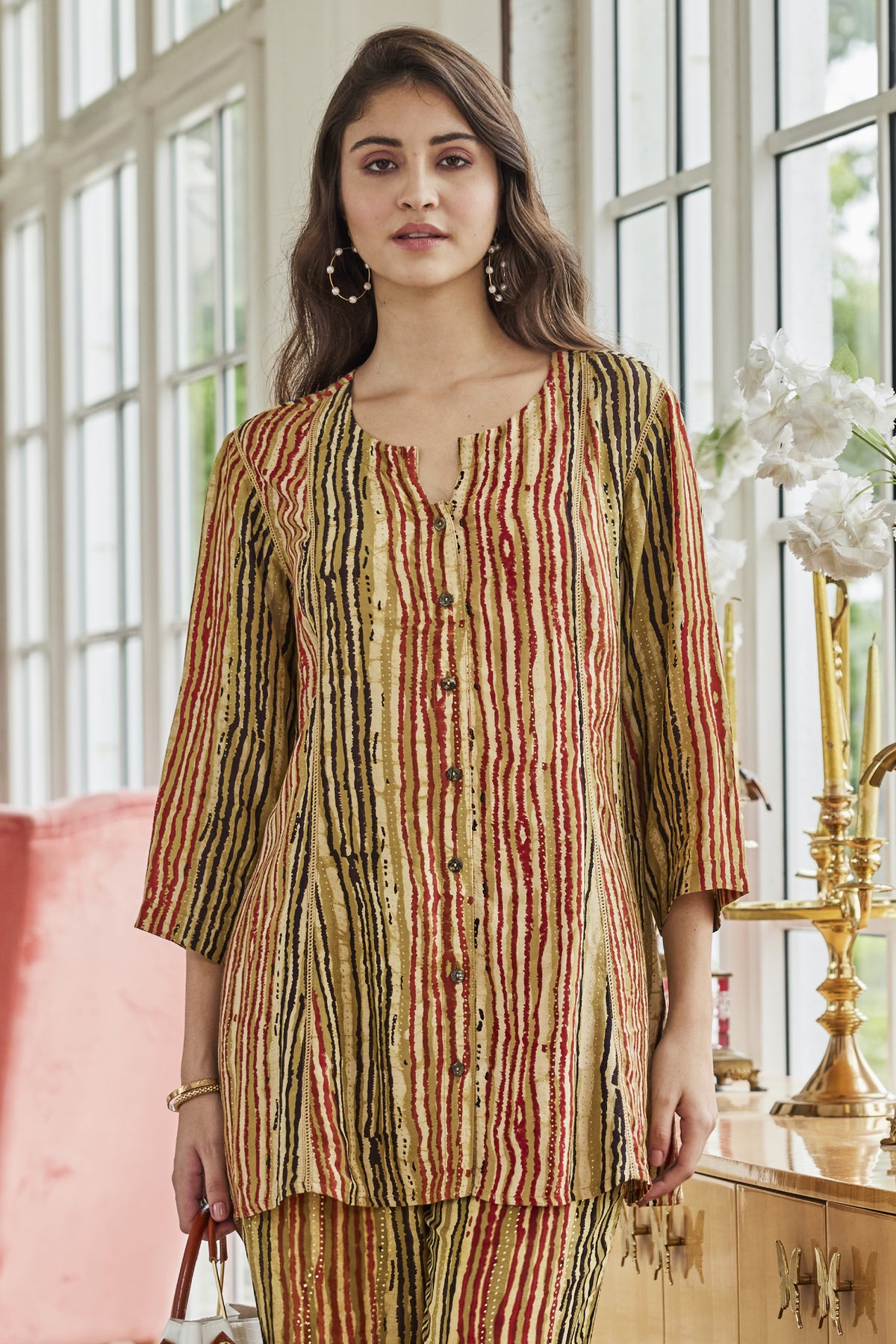 Shop Multi Striped Designer Co-Ord Set Online | Vishnu