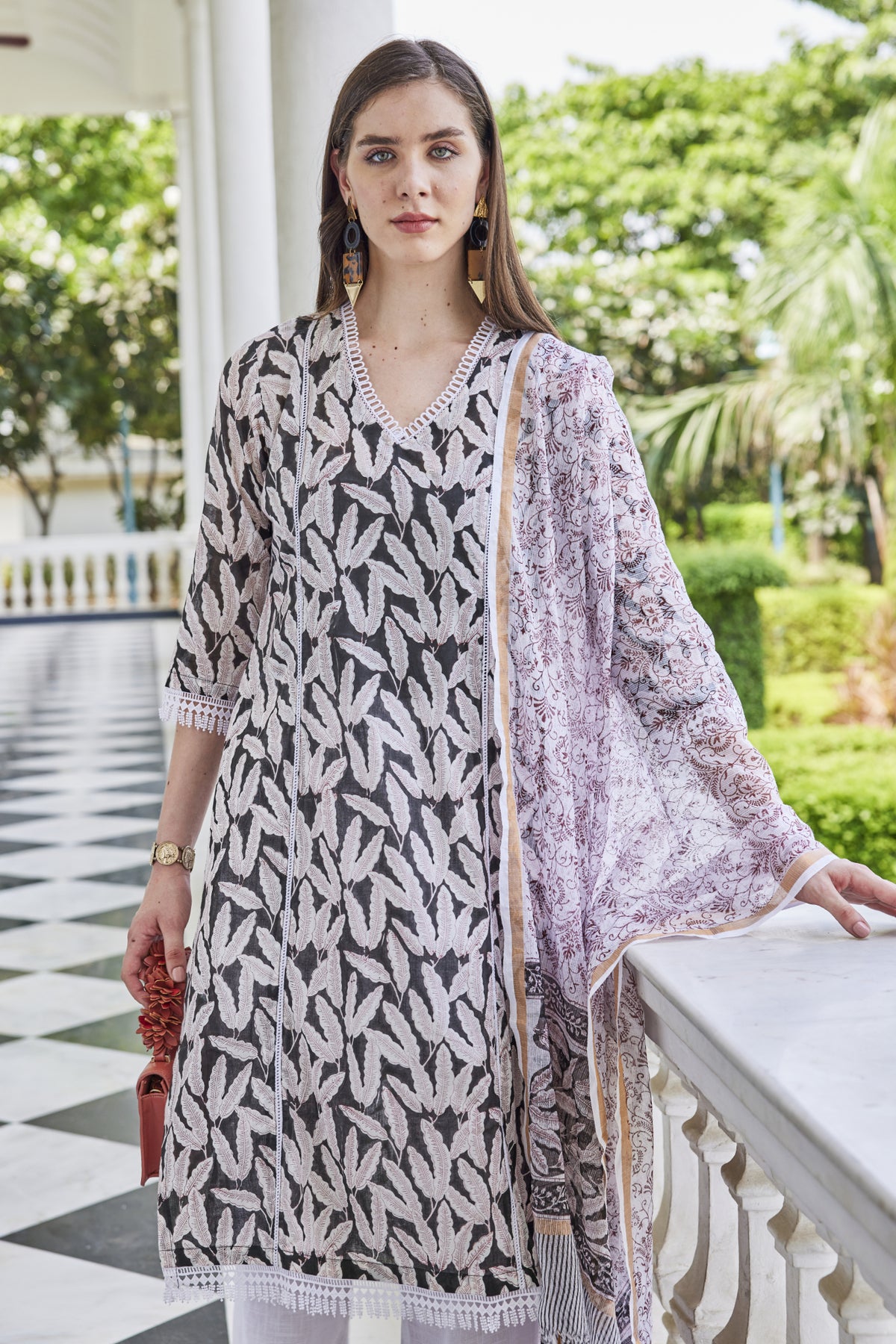 Buy Hand Block Printed Long Straight Kurta for Women Online | Vishnu