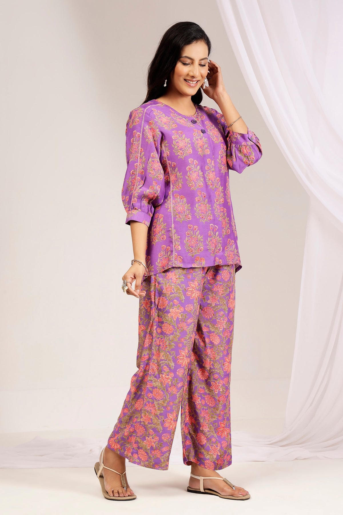 Muslin Viscose Shirt and Bell-Bottom Co-Ord Set