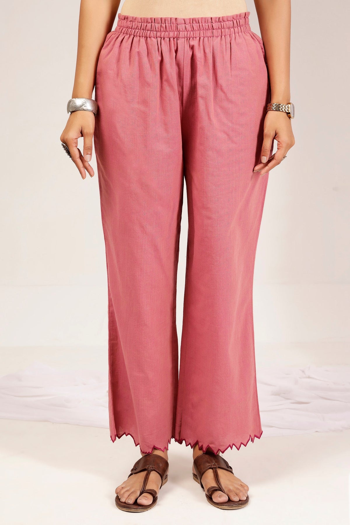 Handwoven Shot Cotton Embroidered Co-Ord Set – Pink