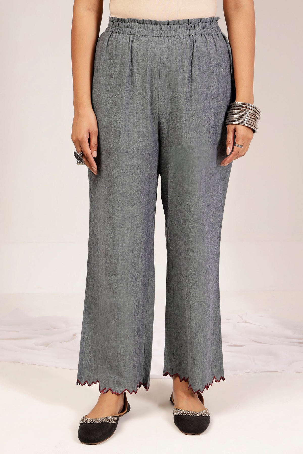 Handwoven Shot Cotton Embroidered Co-Ord Set – Grey