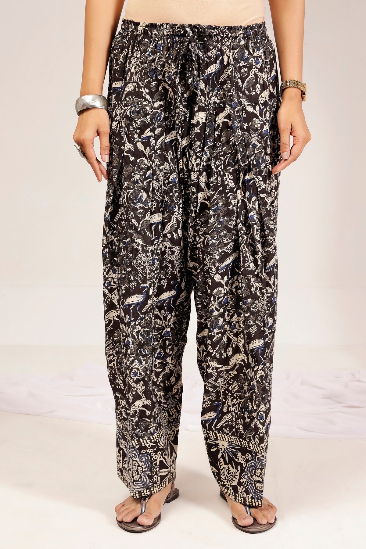 Black Bagru Block Print Muslin Farshi Salwar Co-Ord Set