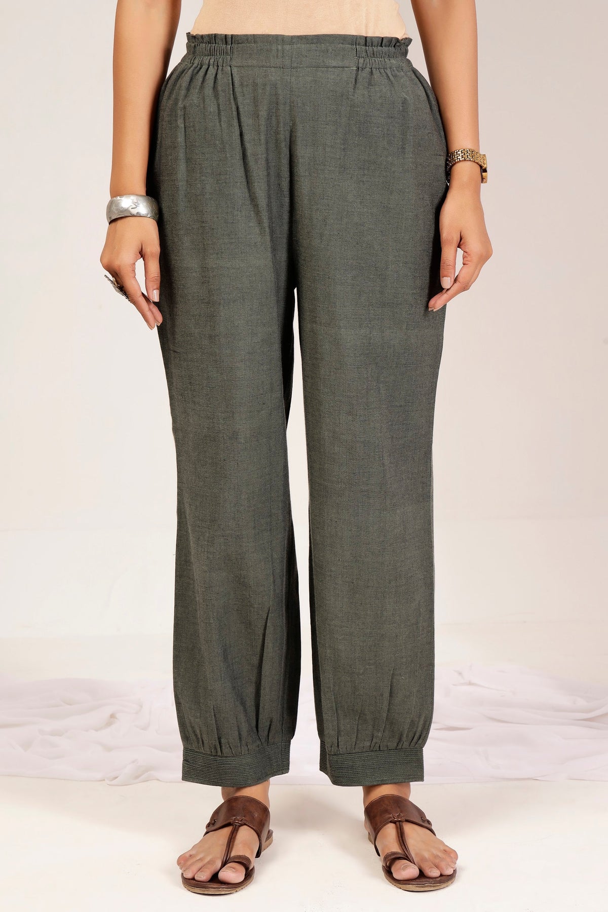 Green Handwoven Shot Cotton Embroidered Co-Ord Set