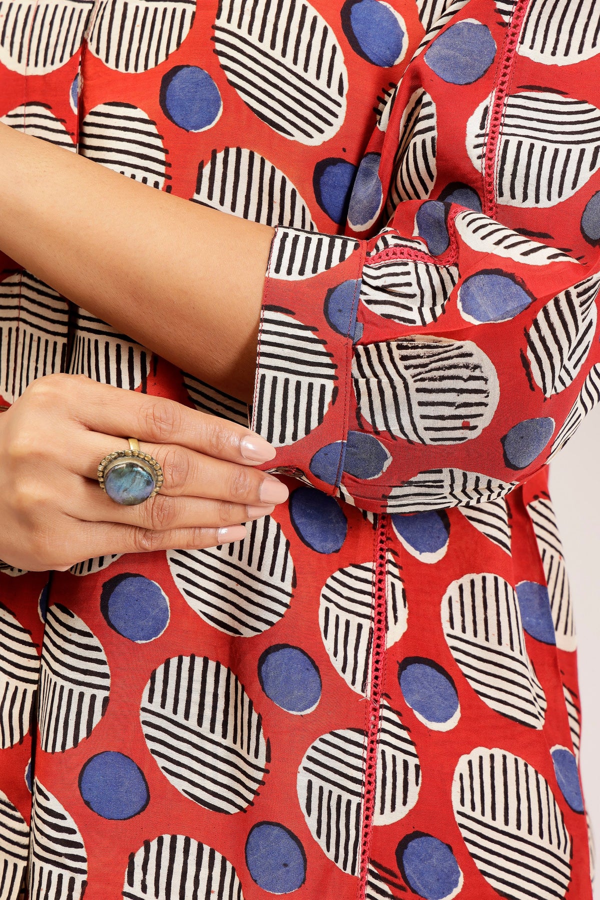 Rust Brick Geometric Bagru Print Muslin Cotton Co-Ord Set