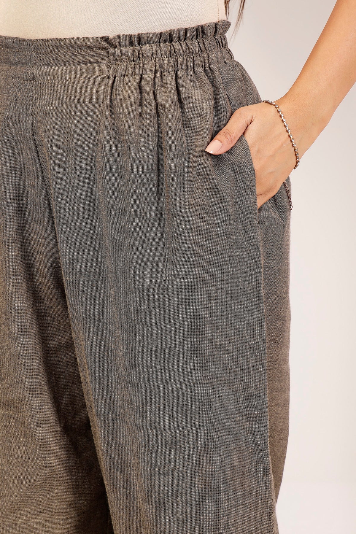 Taupe Handwoven Cotton Formal Tunic & Salwar Co-ord Set