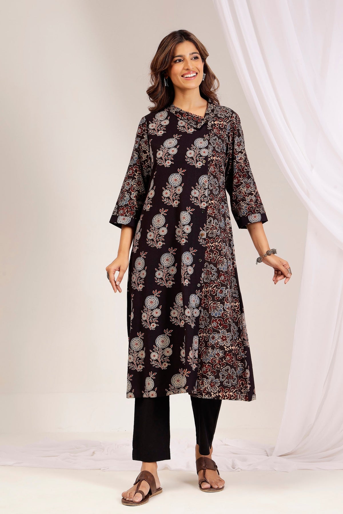 Authentic Vegetable-Dyed Ajrakh Print Pure Cotton Kurta