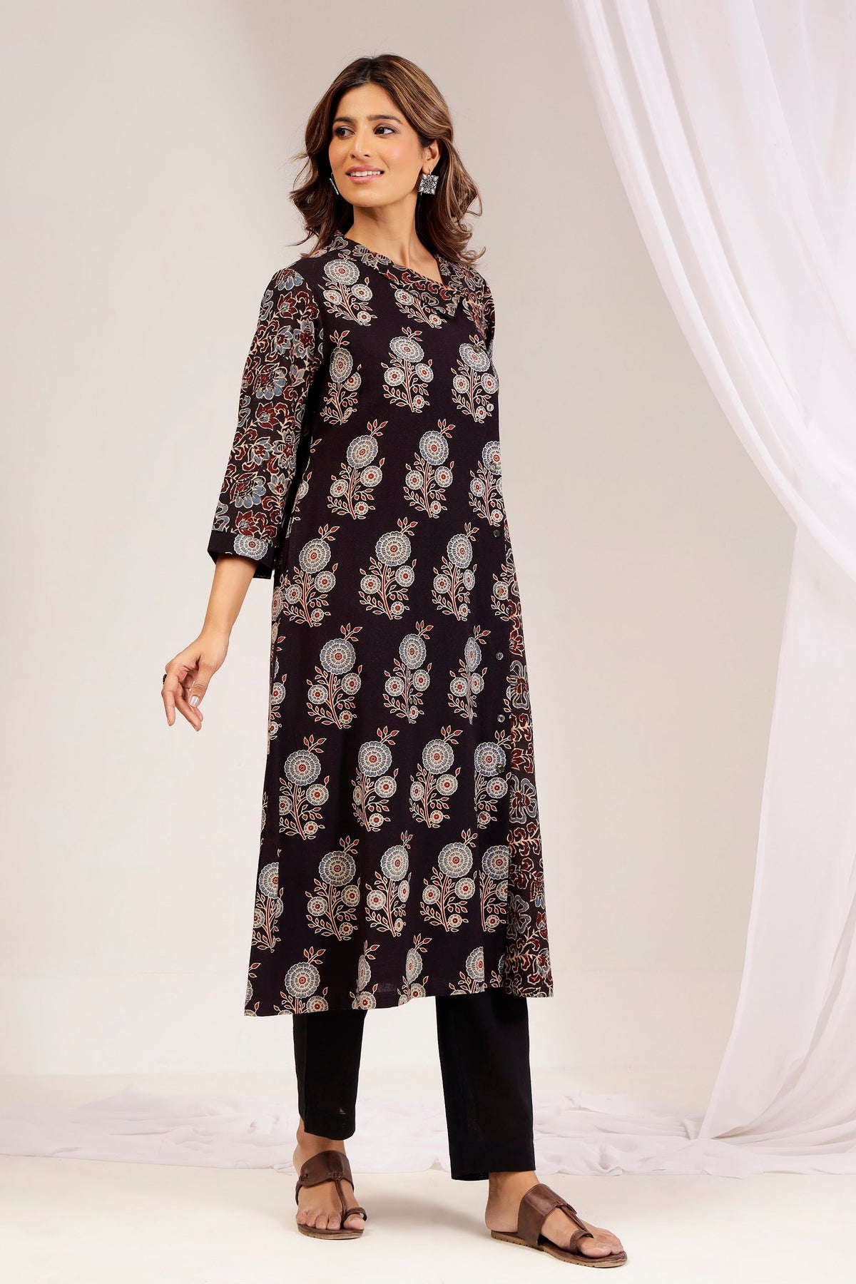 Authentic Vegetable-Dyed Ajrakh Print Pure Cotton Kurta