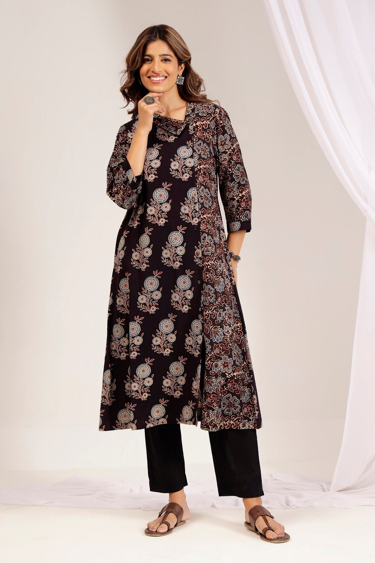 Authentic Vegetable-Dyed Ajrakh Print Pure Cotton Kurta