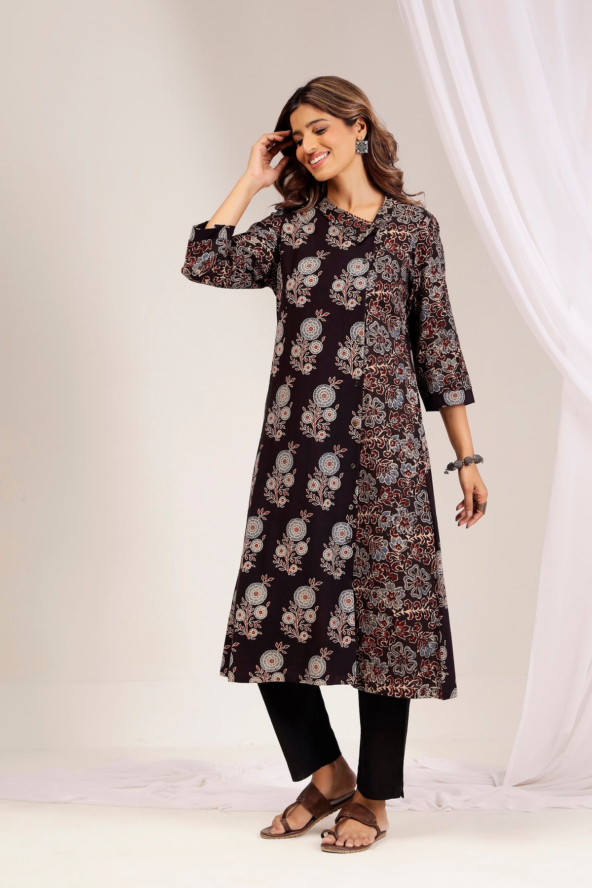 Authentic Vegetable-Dyed Ajrakh Print Pure Cotton Kurta