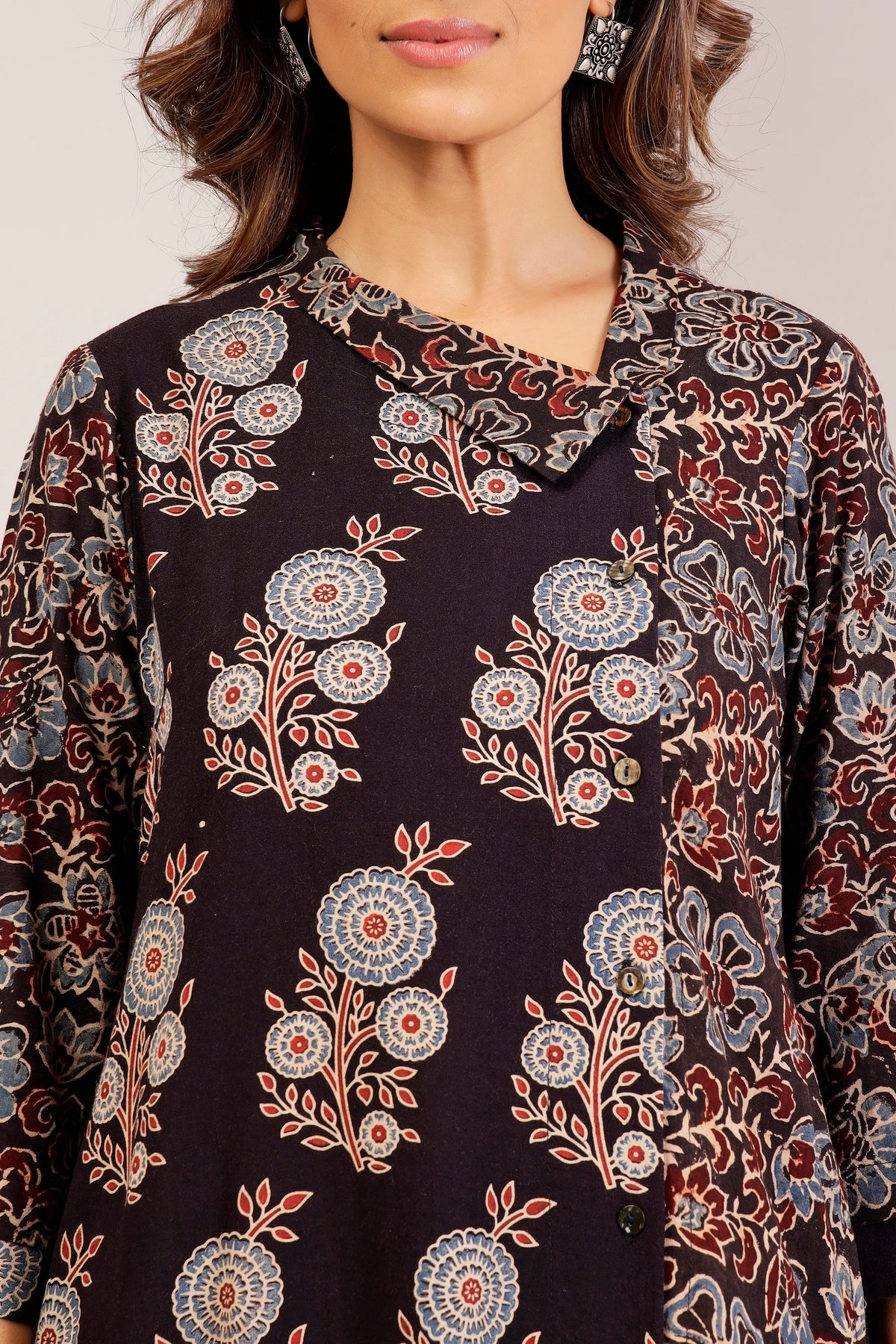 Authentic Vegetable-Dyed Ajrakh Print Pure Cotton Kurta