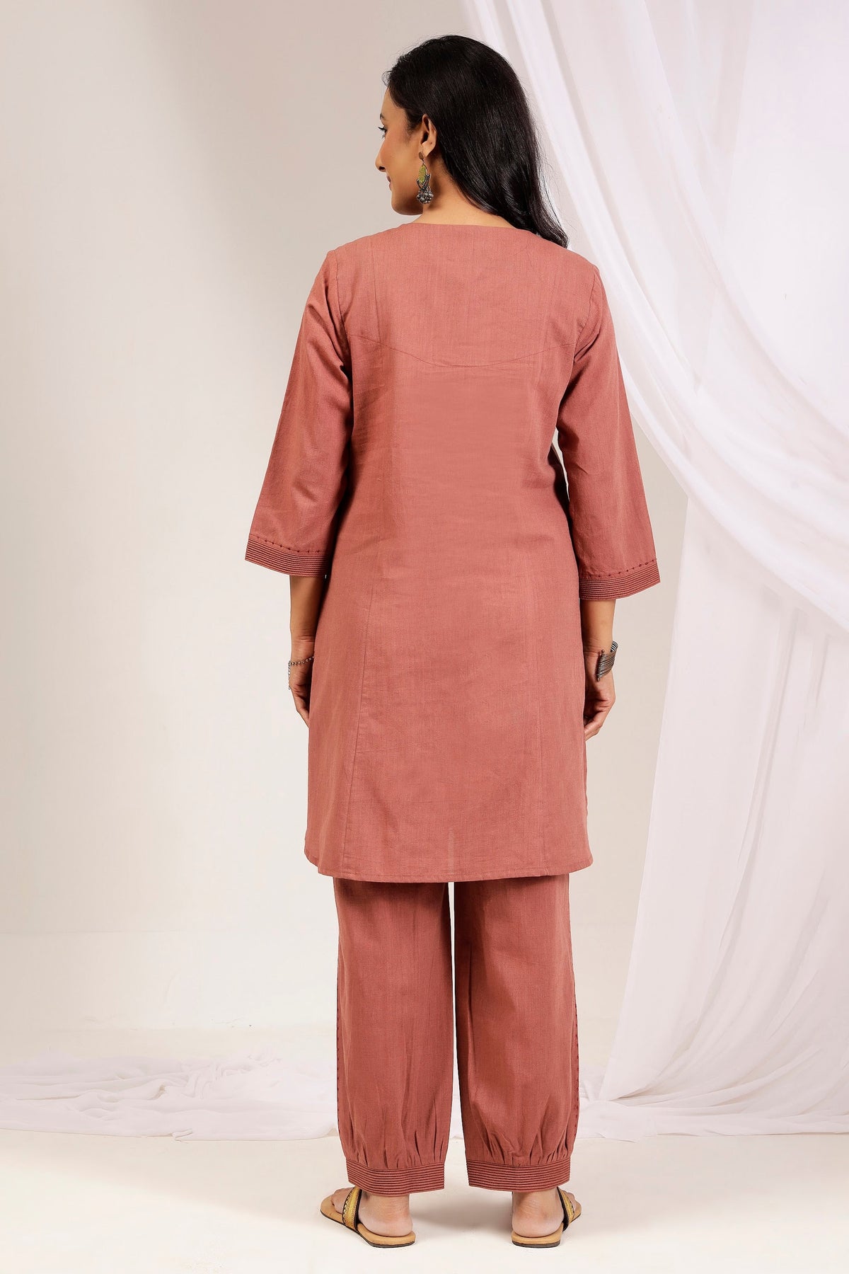 Rosewood Handwoven Cotton Tunic & Salwar Co-ord Set
