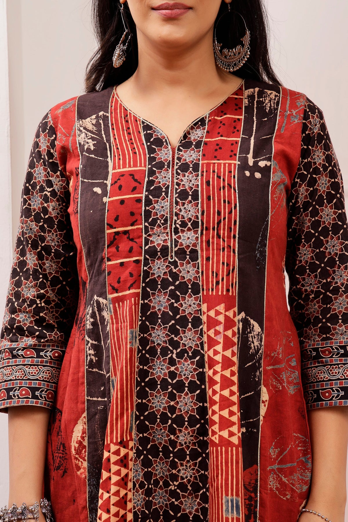 Signature Ajrakh Multi-Panel Gota Work A-Line Dress