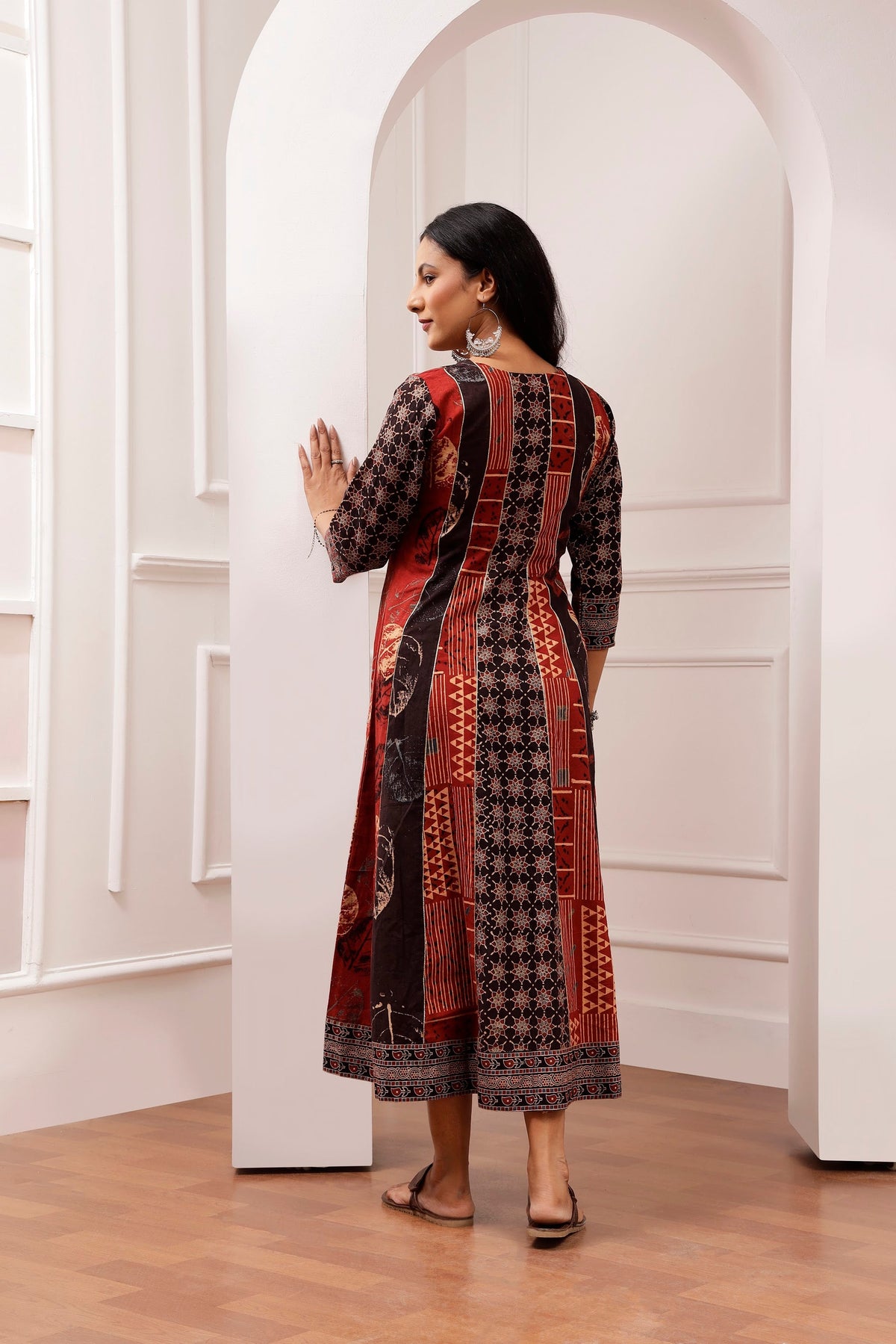 Signature Ajrakh Multi-Panel Gota Work A-Line Dress