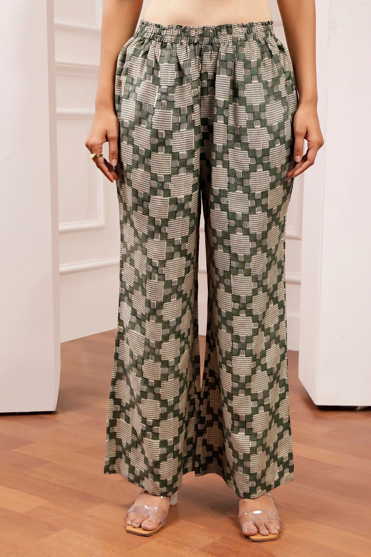 Sage Geometric Bagru Print Muslin Co-ord Set