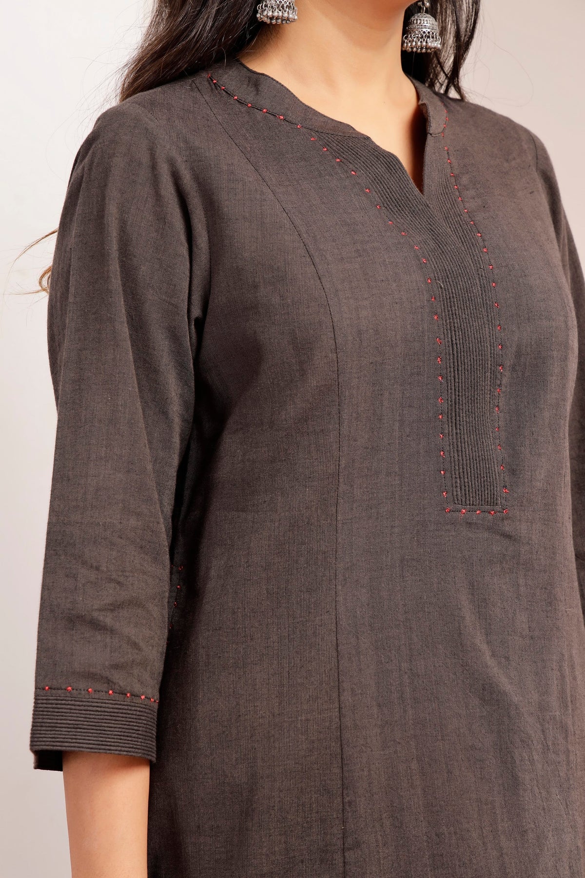 Charcoal Handwoven Cotton Tunic & Salwar Co-ord Set