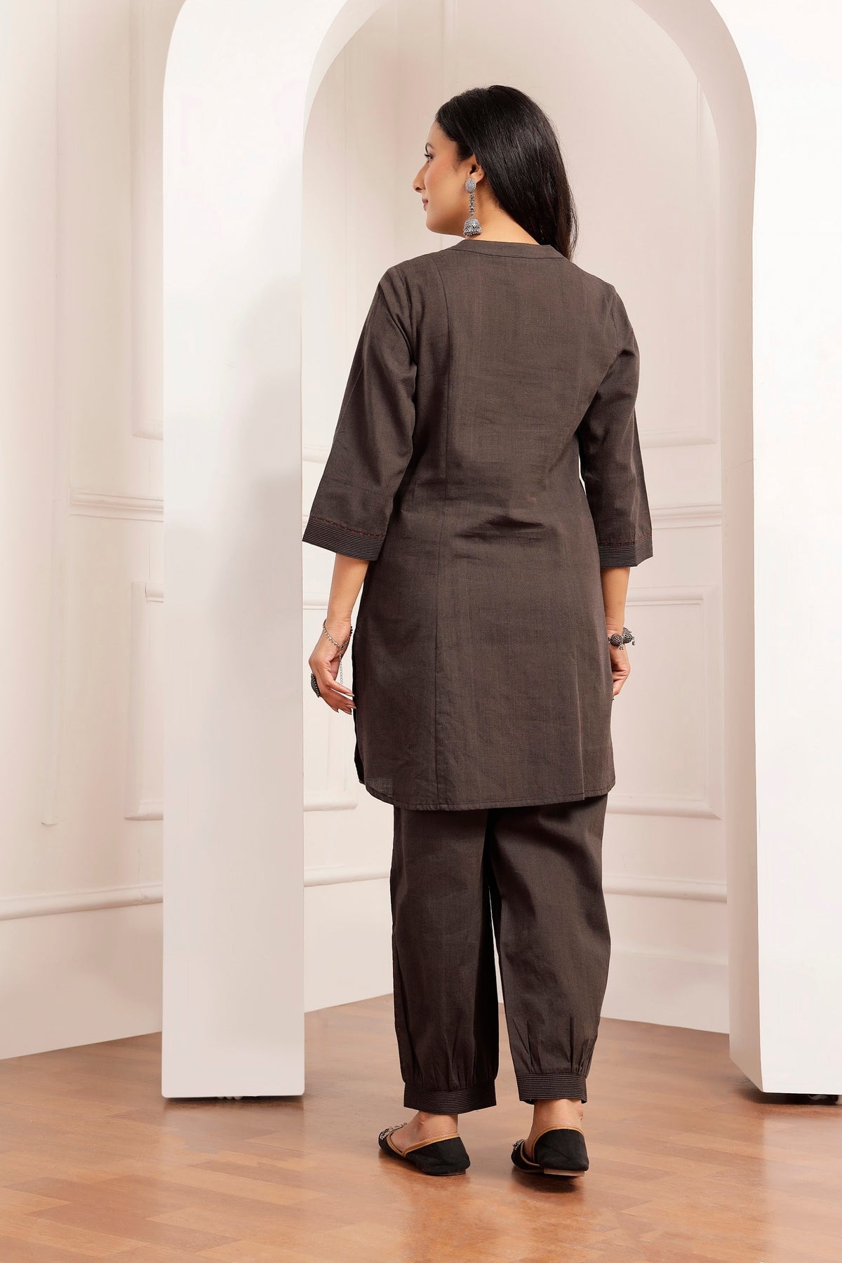 Charcoal Handwoven Cotton Tunic & Salwar Co-ord Set