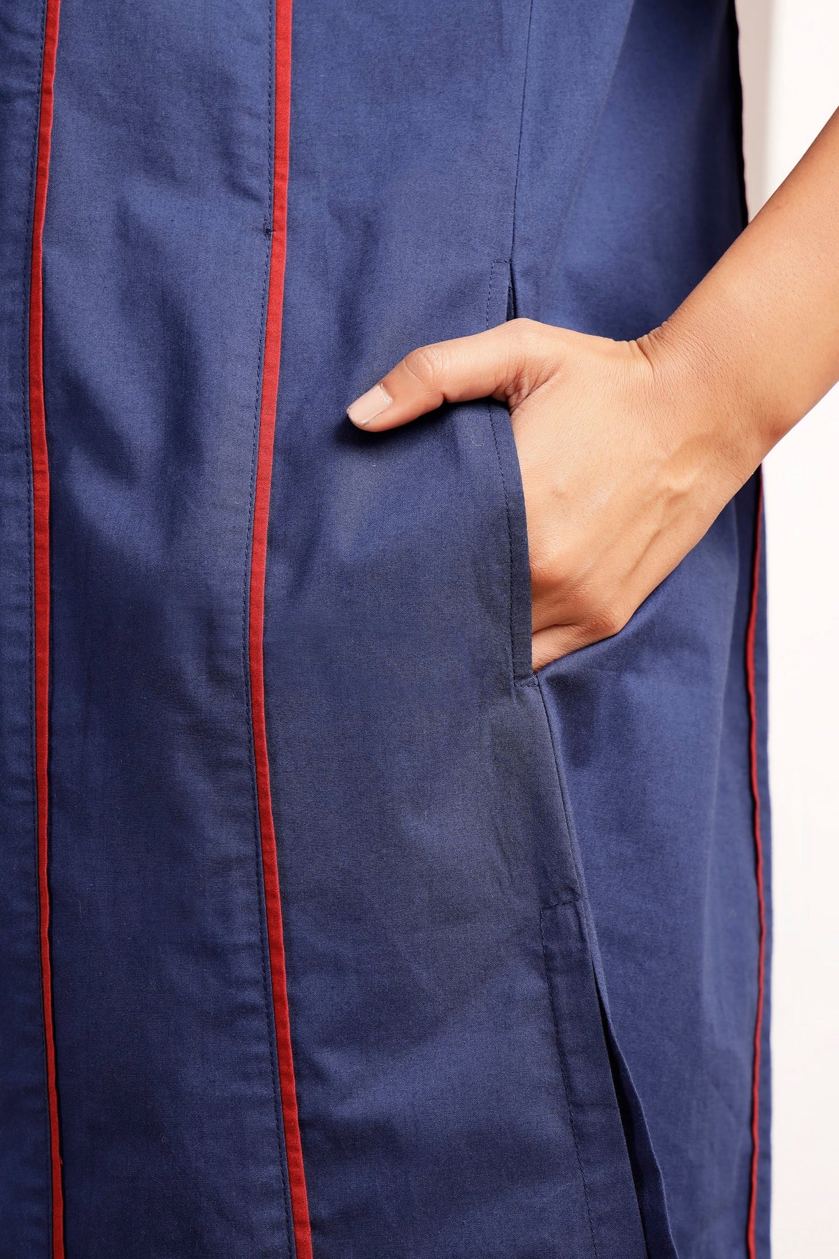 Navy Poplin Shirt Tunic & Wide-Leg Pants Set