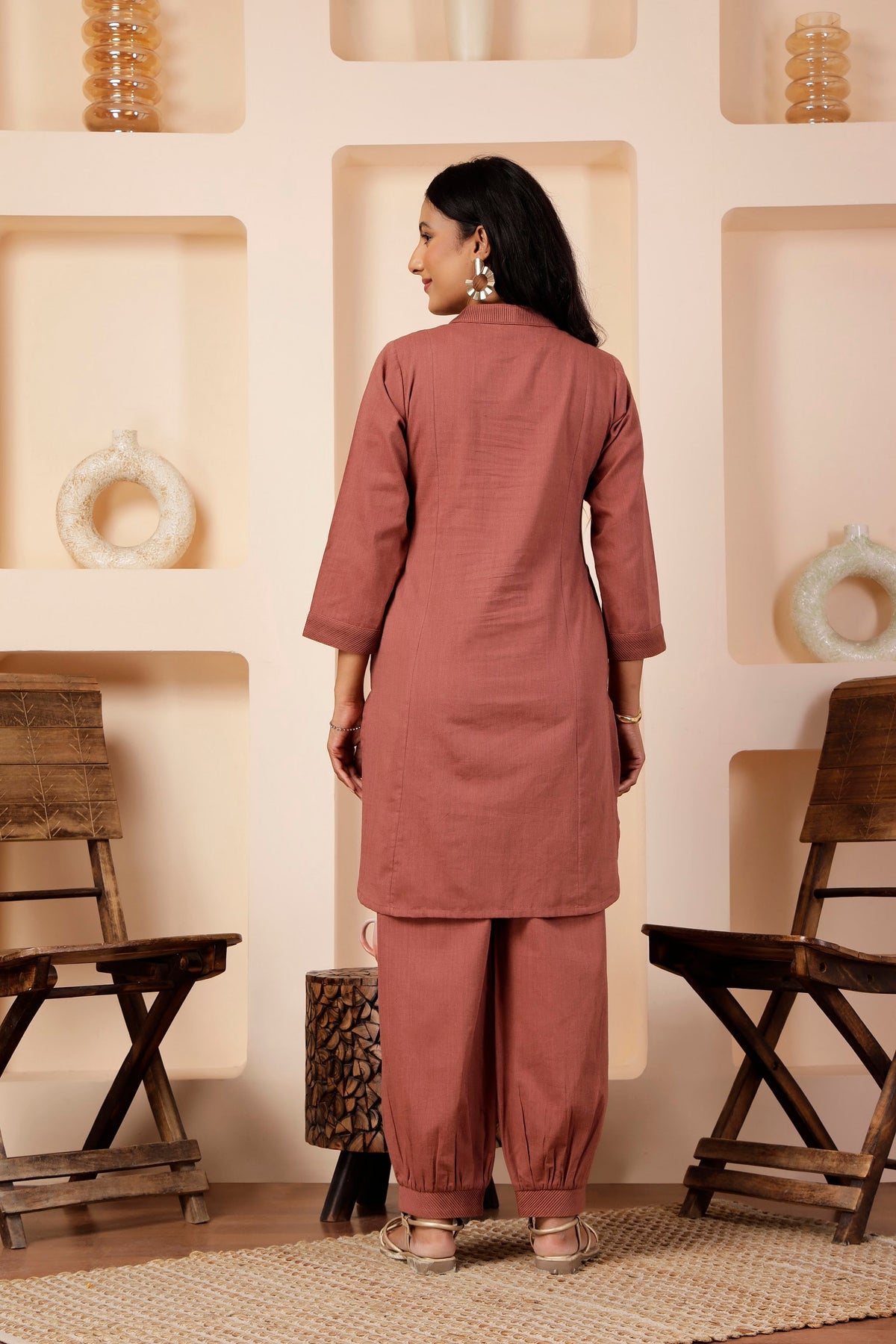 Rosewood Shot Cotton Tunic & Salwar Pant Set