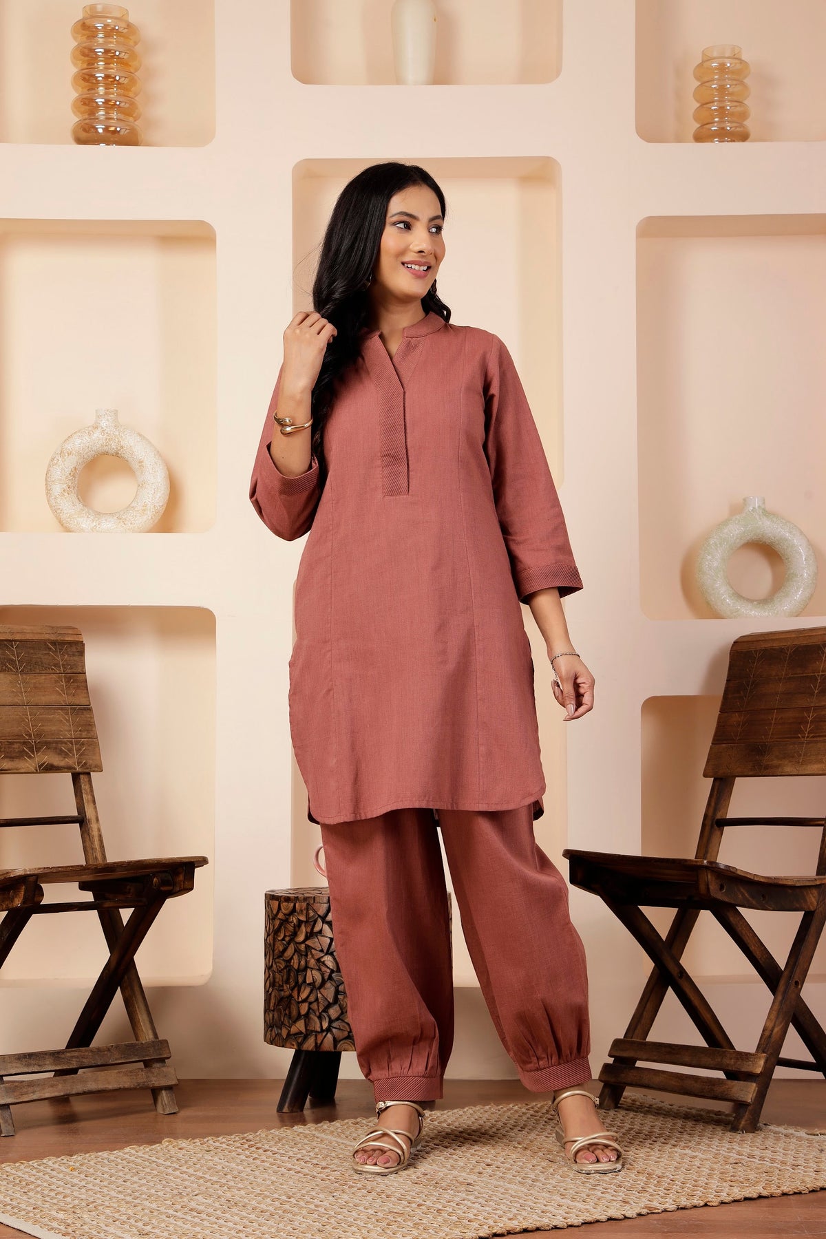 Rosewood Shot Cotton Tunic & Salwar Pant Set