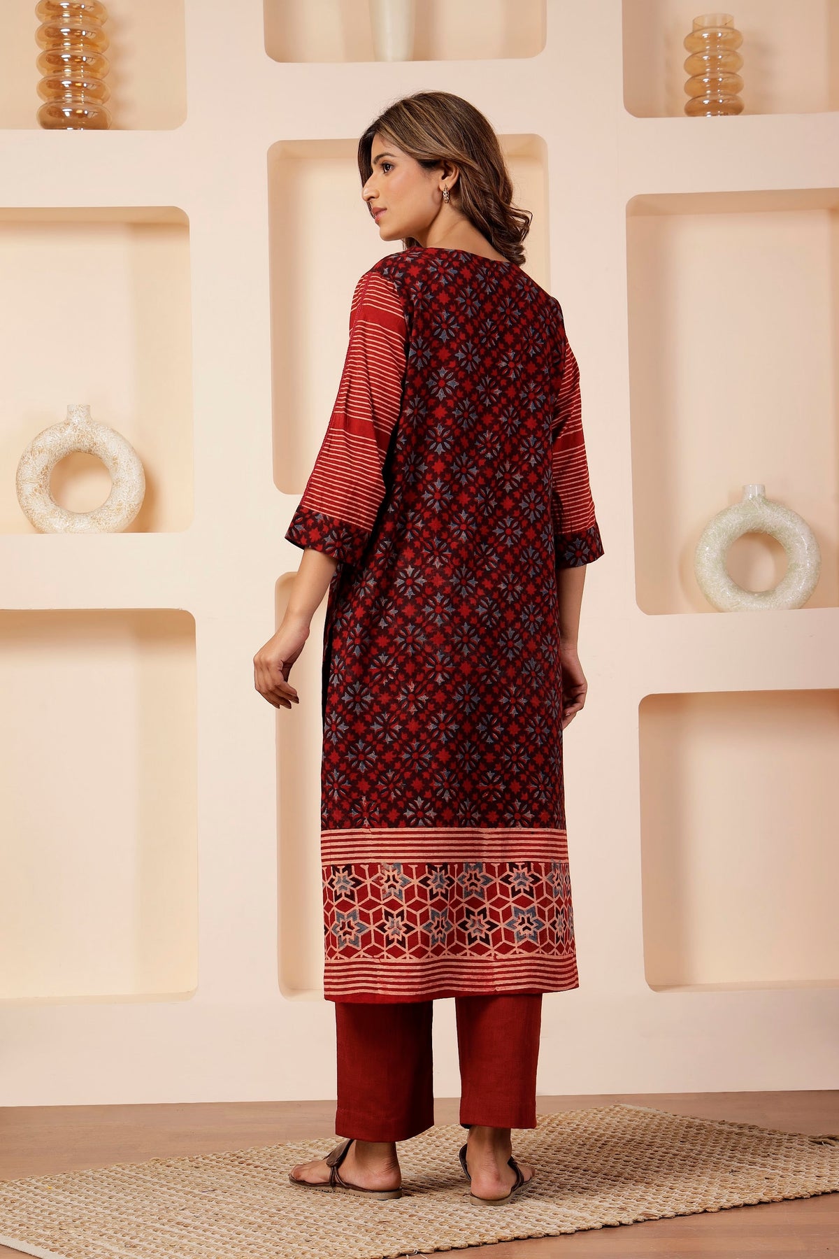 Heritage Ajrakh Placement Print 3-Piece Salwar Suit Set