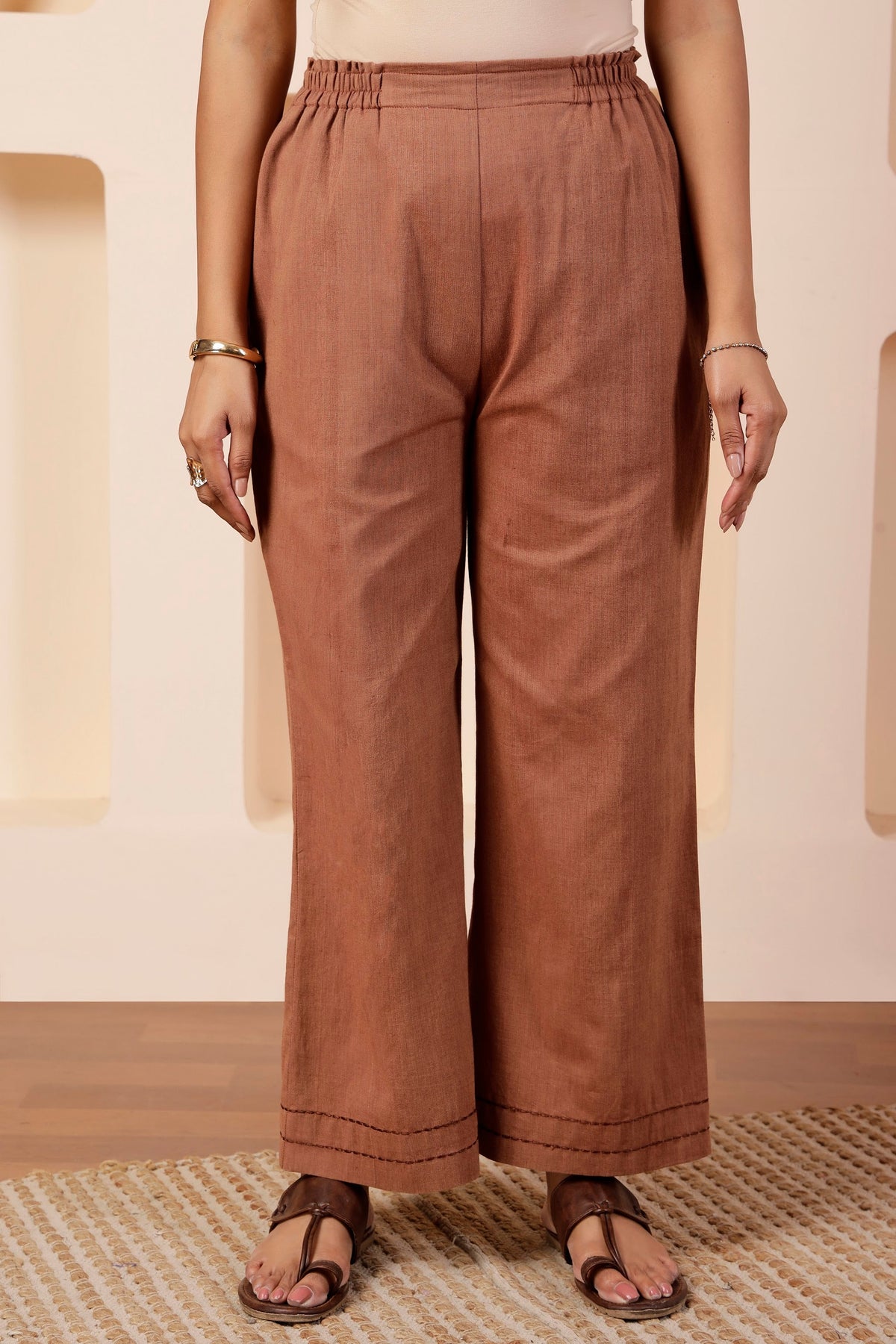 Chestnut Khadi Handwoven Shot Cotton Co-ord Set