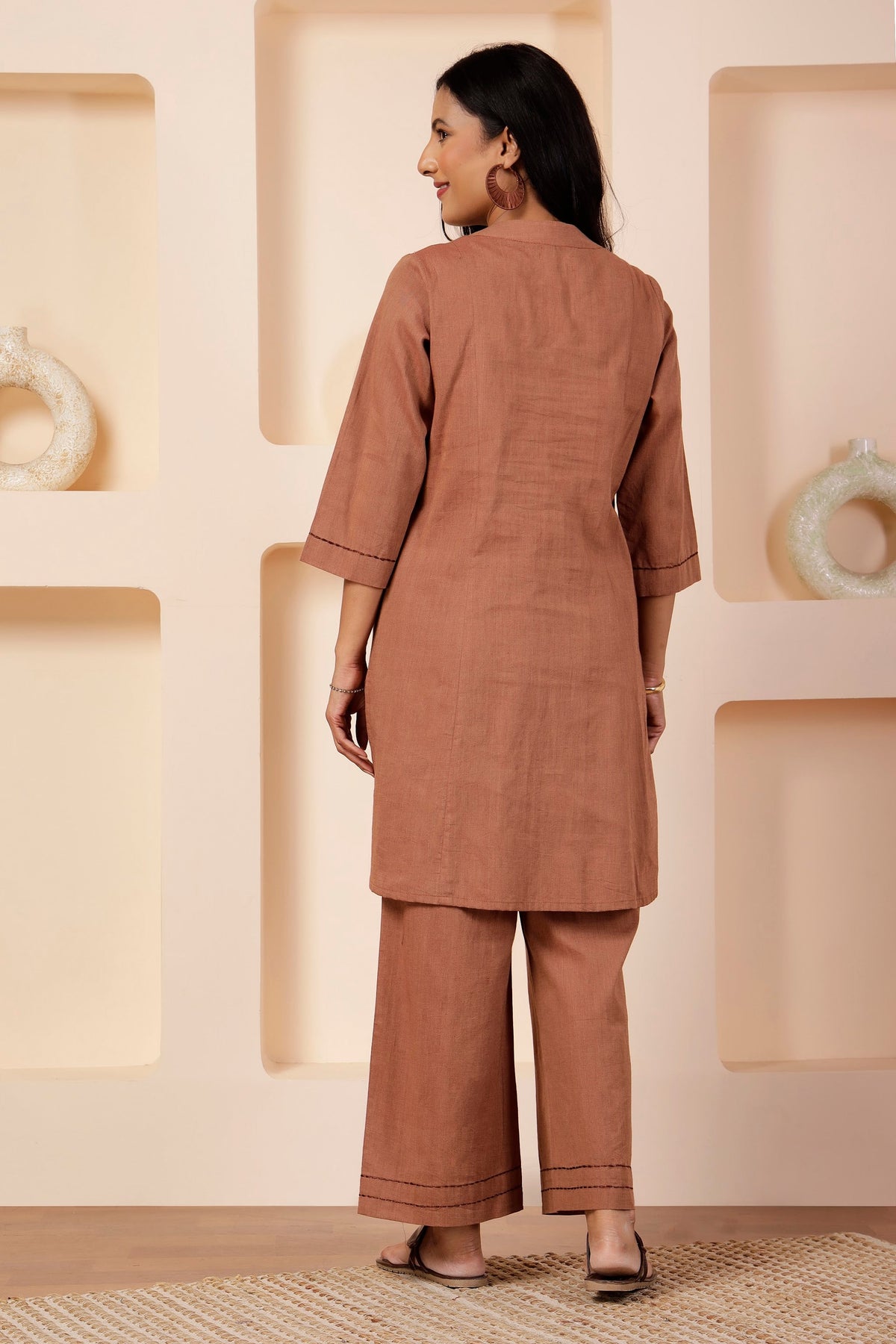 Chestnut Khadi Handwoven Shot Cotton Co-ord Set
