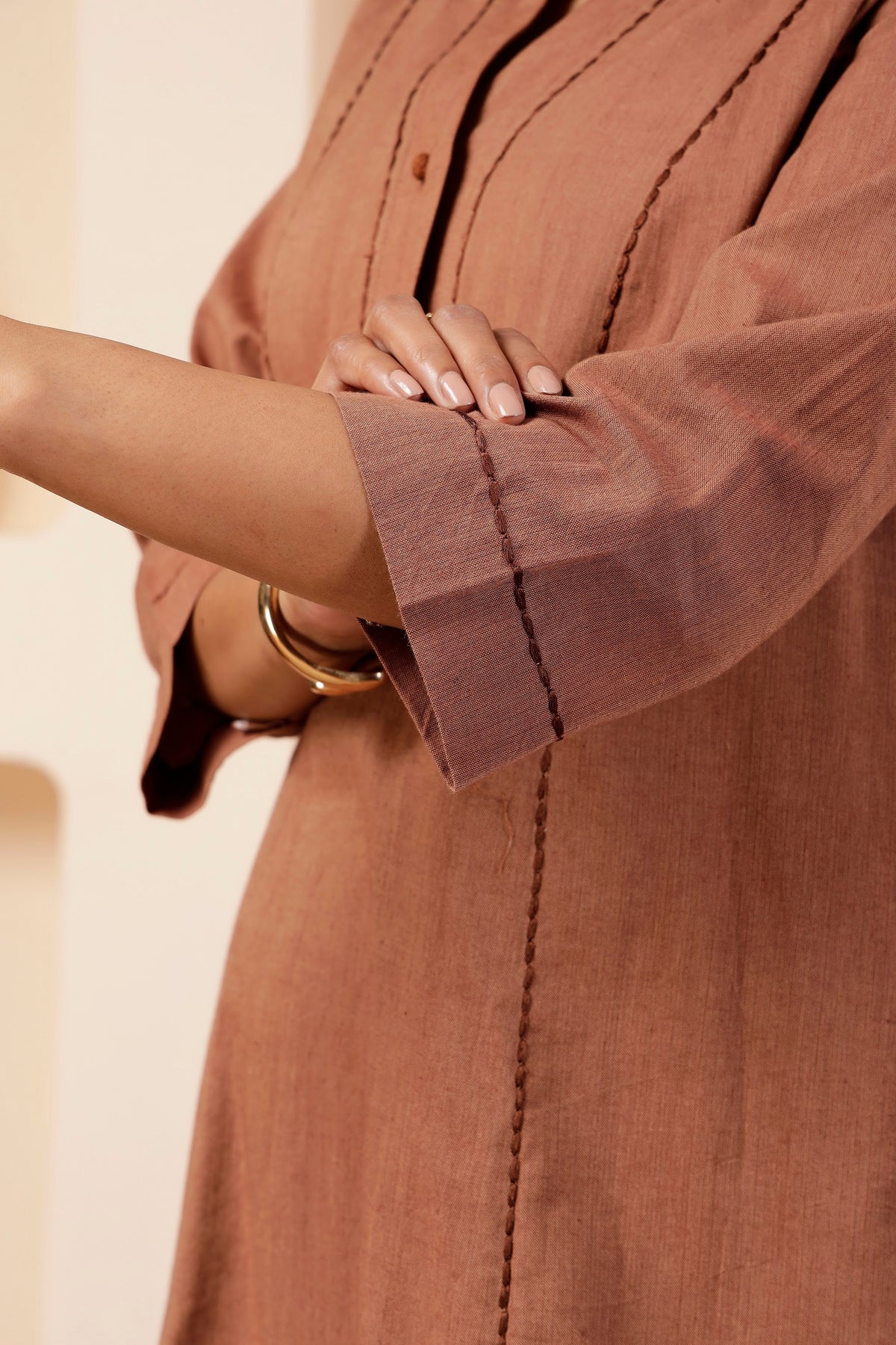 Chestnut Khadi Handwoven Shot Cotton Co-ord Set