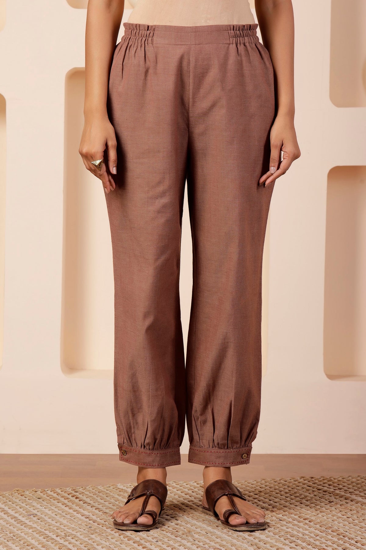 Rosewood Khadi Handwoven Notched Collar Co-ord Set