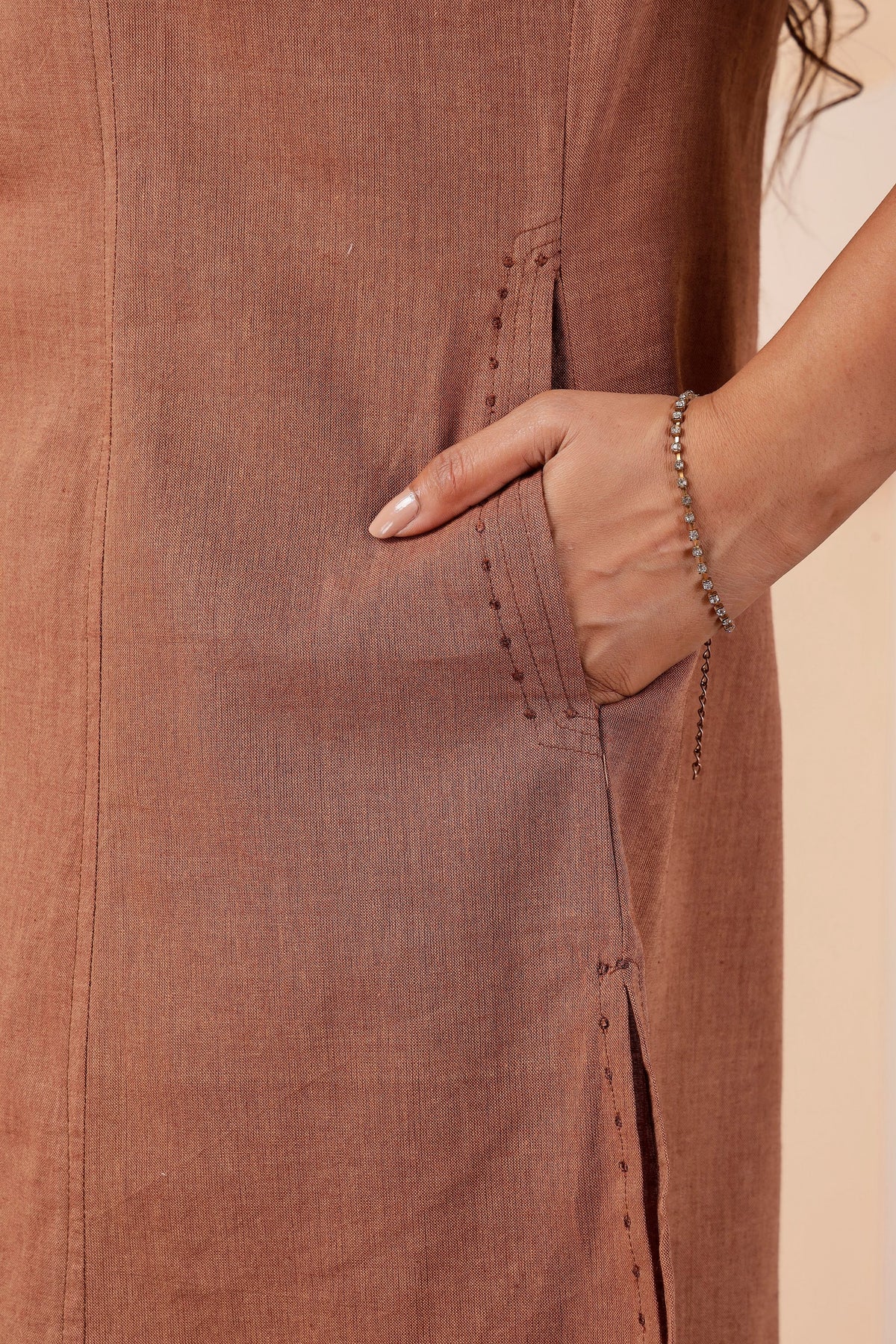 Taupe Handwoven Khadi Cotton Salwar Co-ord Set