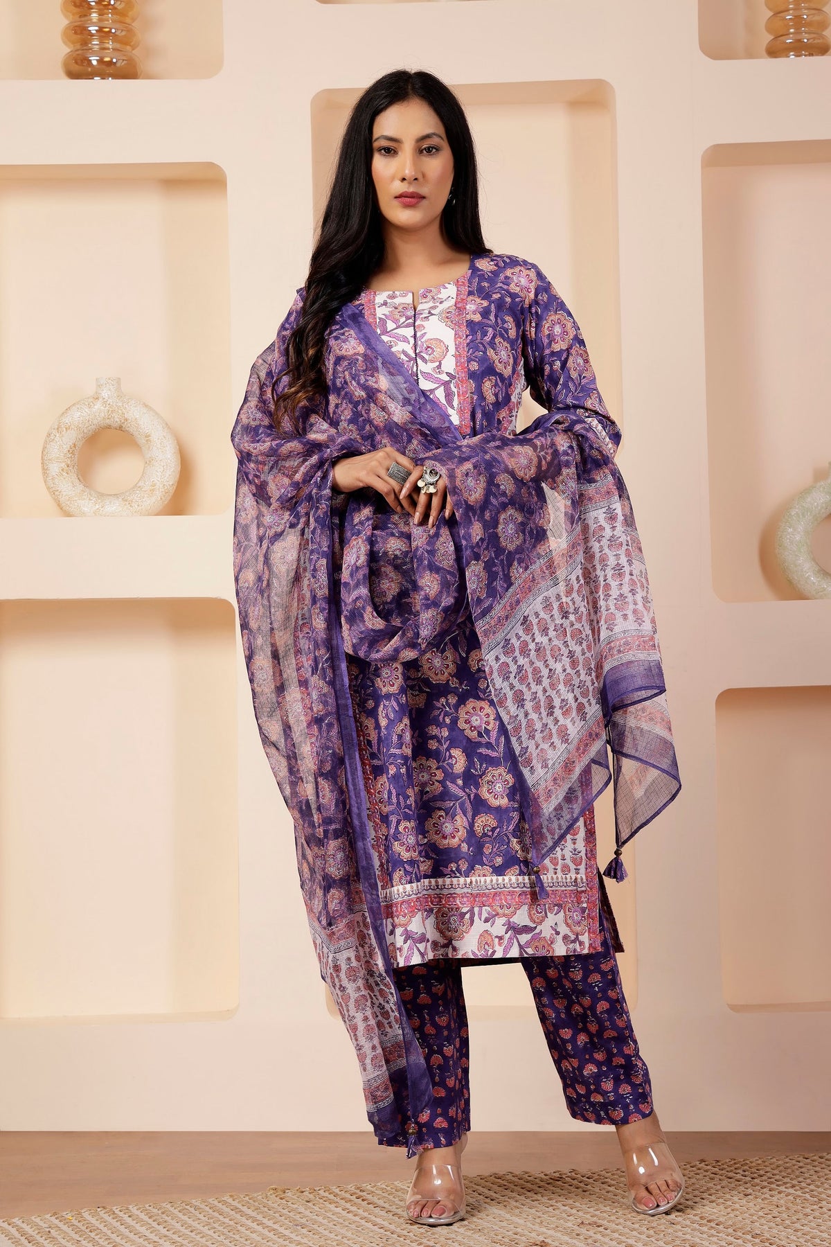 Hand-Block Printed Kota Doria Accent Dupatta